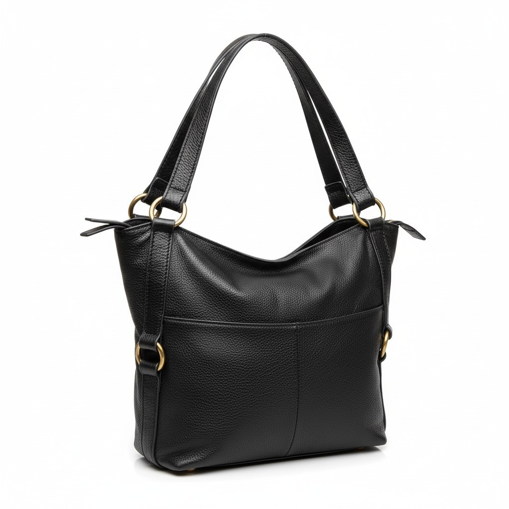 Fossil Sam Shopper Tote Black Leather Handbag Purse