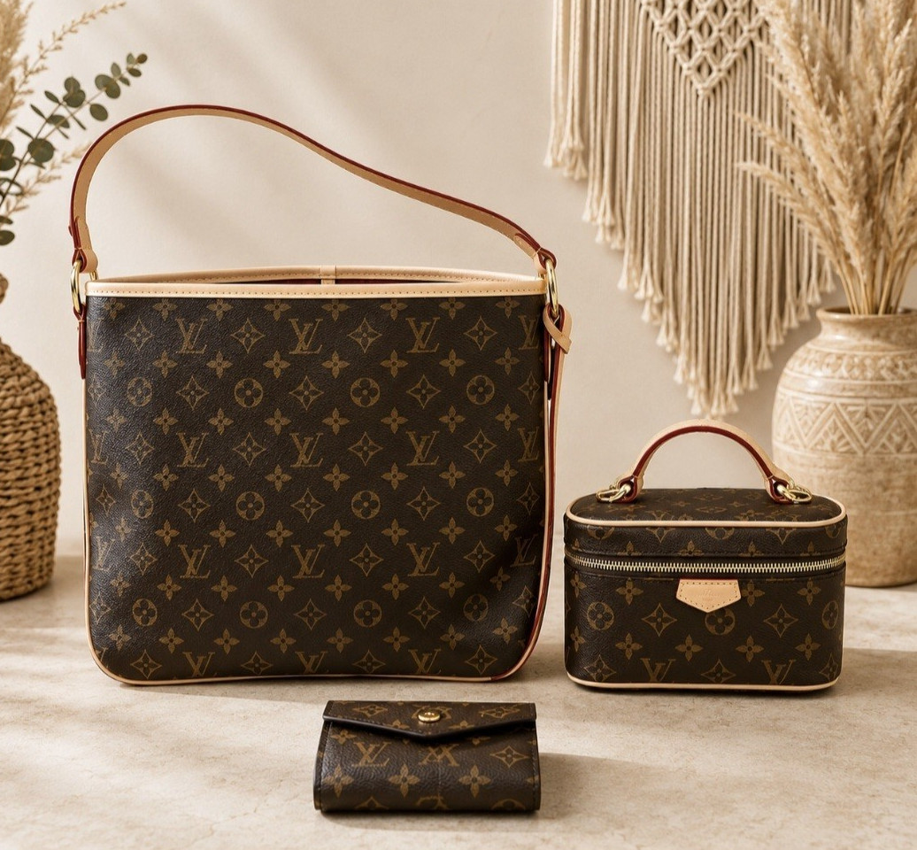Louis Vuitton Monogram Medium Shoulder/Crossbody Bag Zip Detachable Strap Brown