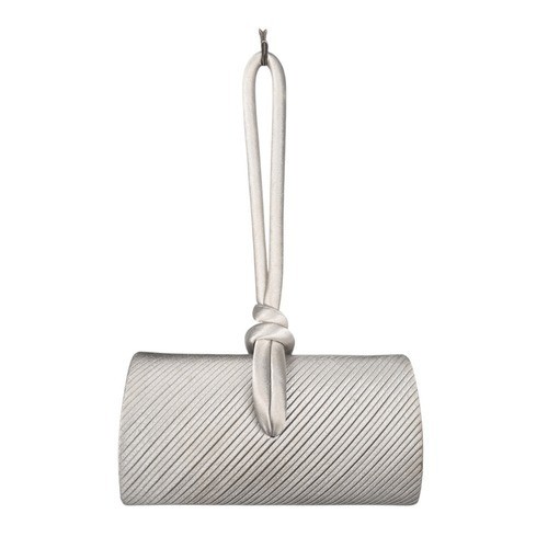 Vintage Cache Silver Pleated Cylinder Clutch Bag Elegant Party Handbag Purse