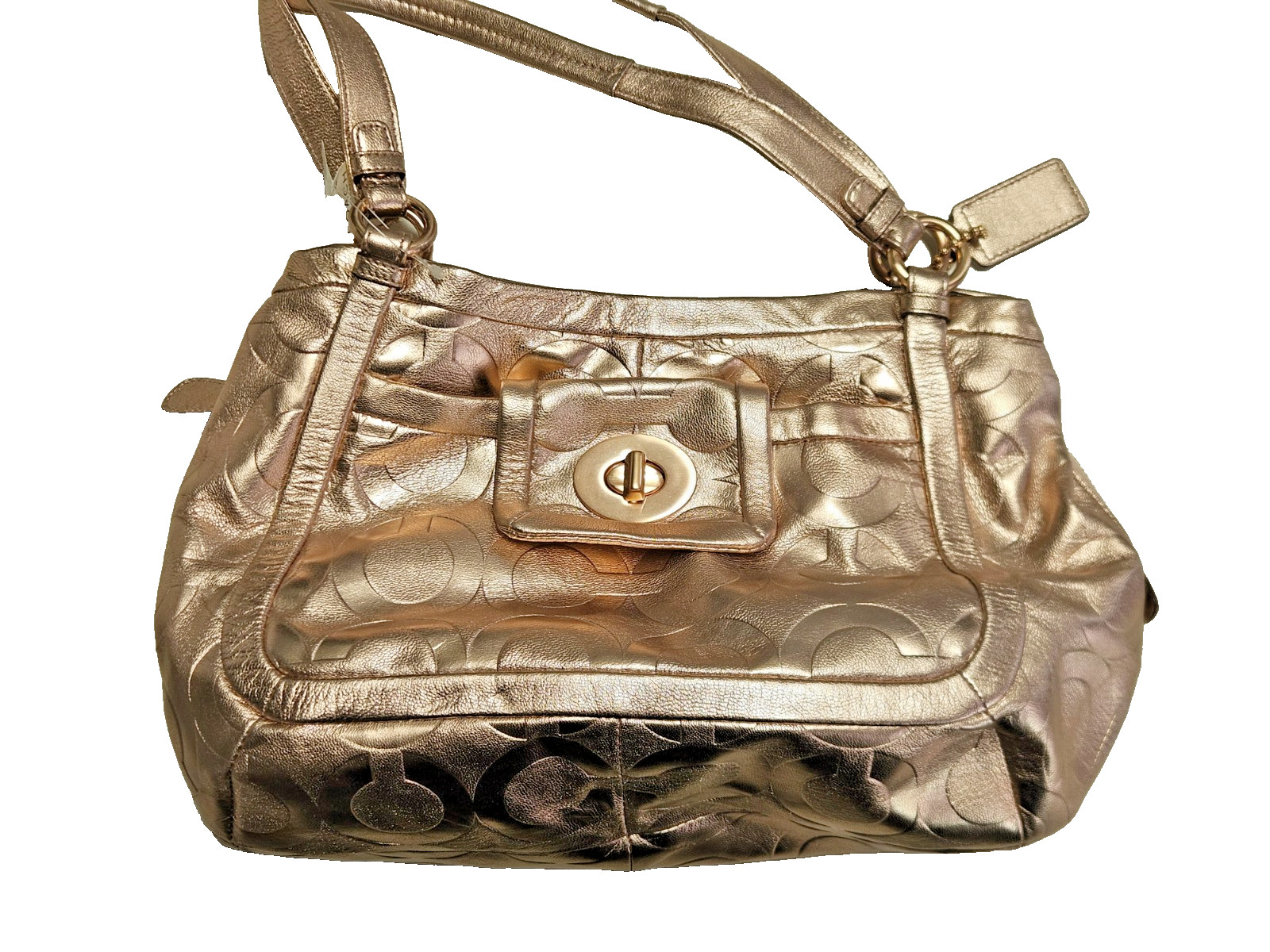 Coach Leather Shoulder Bag Parker Metallic Rose Gold C Embossed 13608 NWT