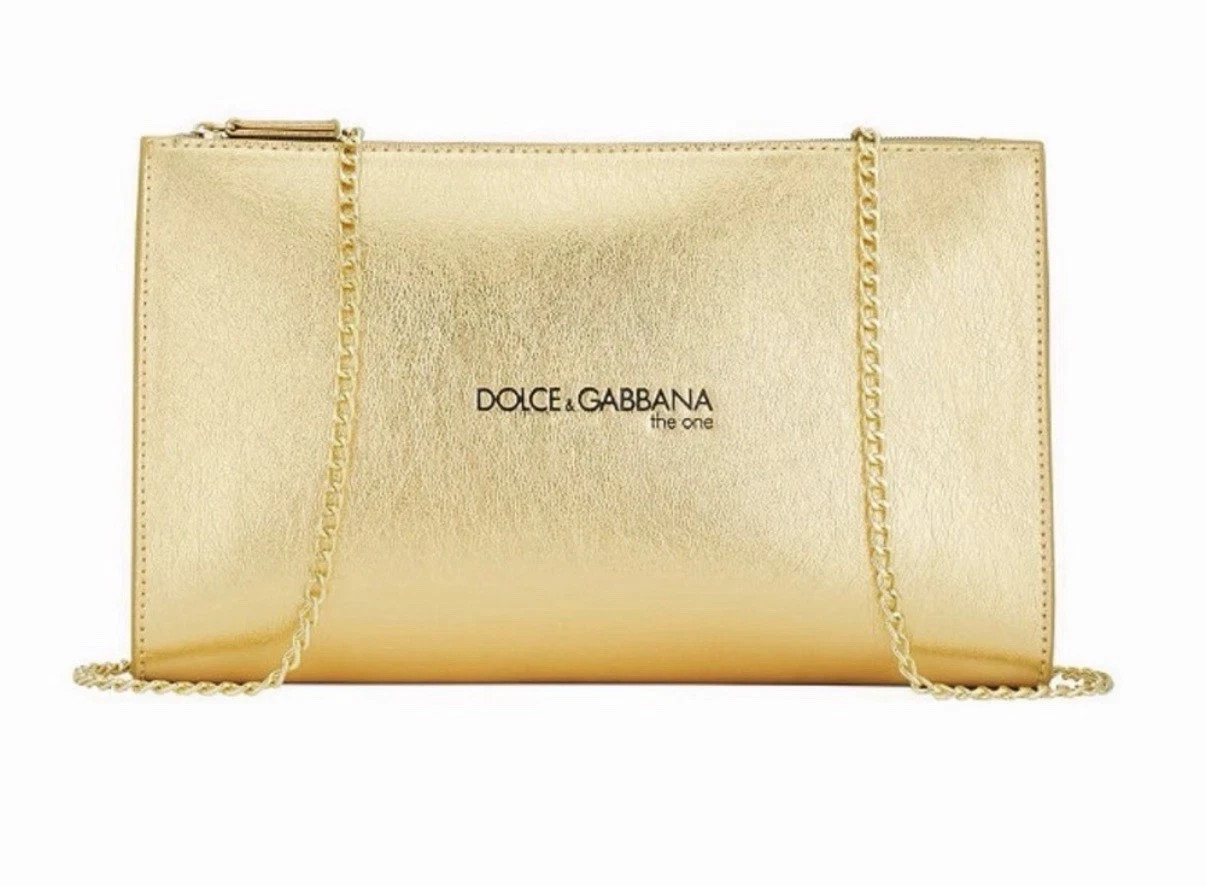 New Dolce & Gabbana The One Beauty Clutch Gold Chain Detachable Bag