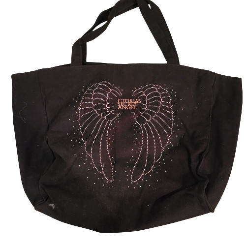 Black Victoria’s Secret Tote Bag with Angel Wings 14 x 18 Inches