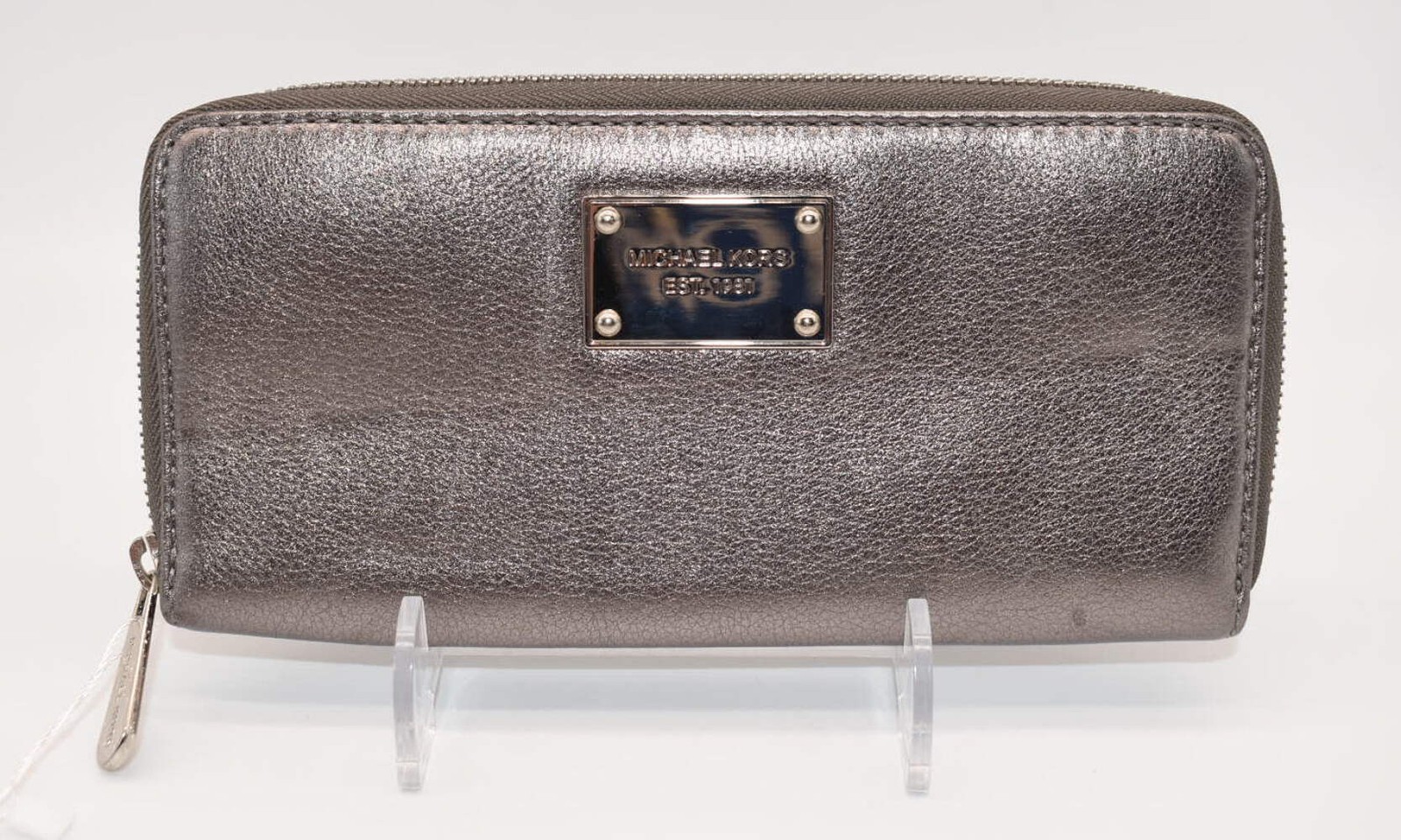 Michael Kors Zip Around Leather Wallet in Classic Pewter