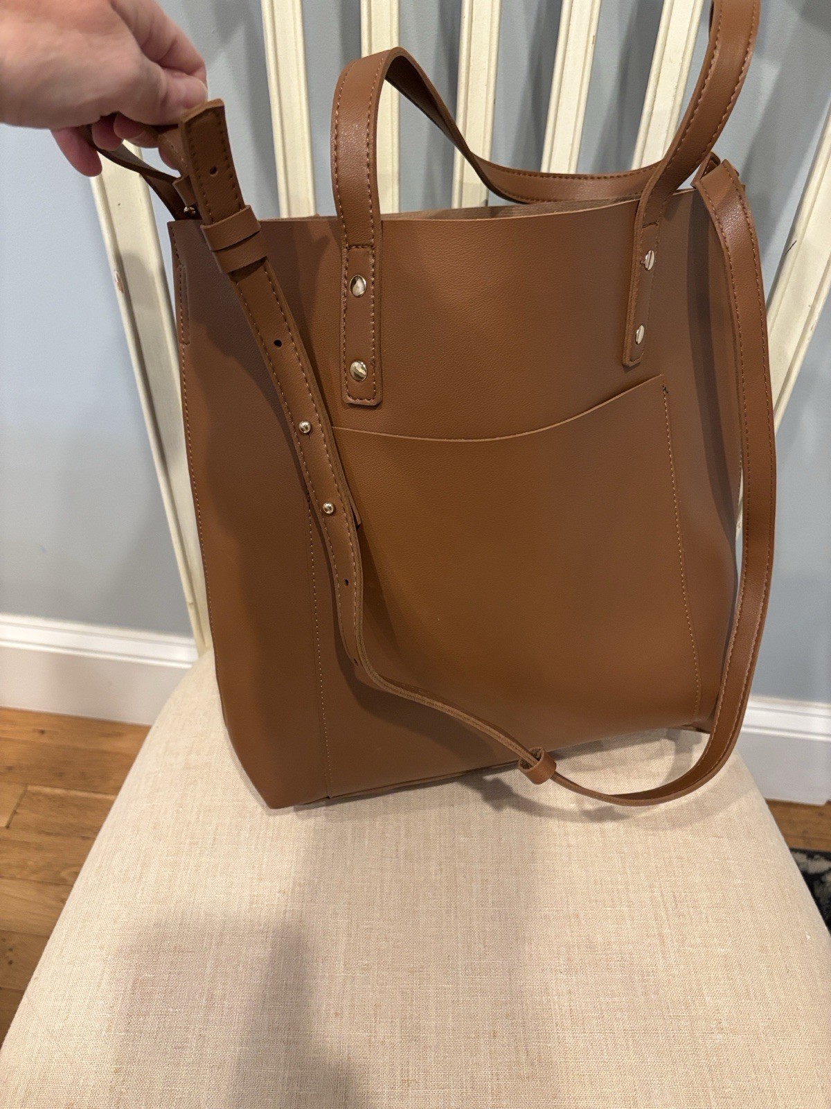 Henny Lev Women’s Tote Handbag Vegan Leather, Brown Henny + Lev