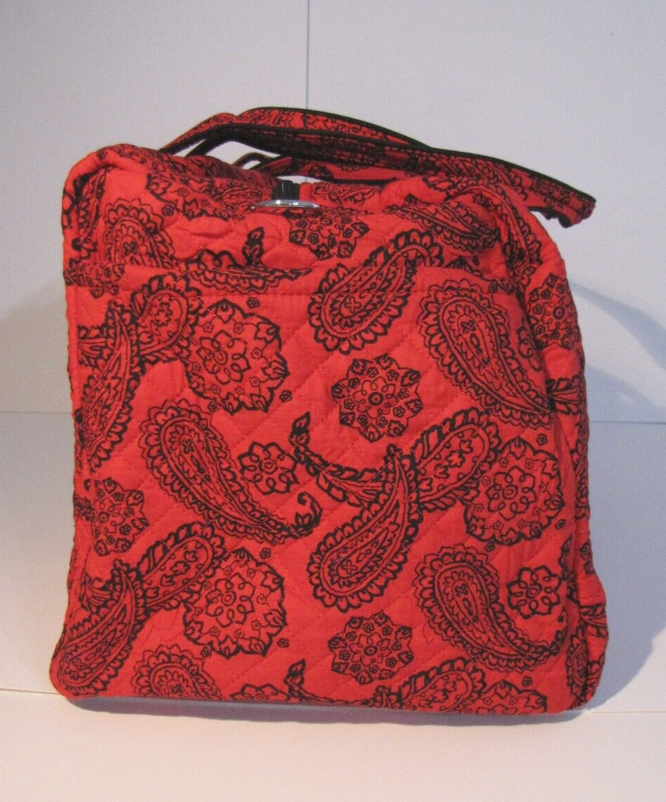 Vera Bradley Iconic Large Travel Duffel Bag Red Black Bandana Print New