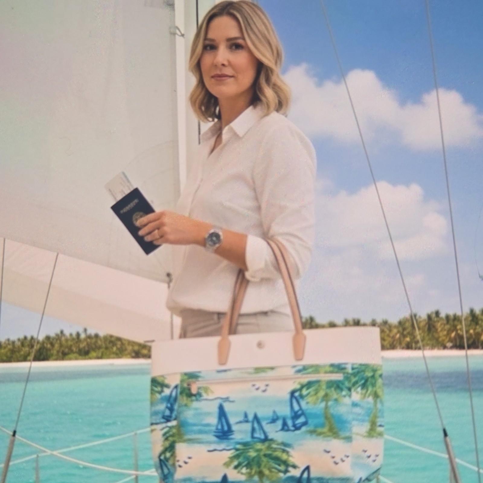 Coach Resort Sailboat/Beach Scene Tote