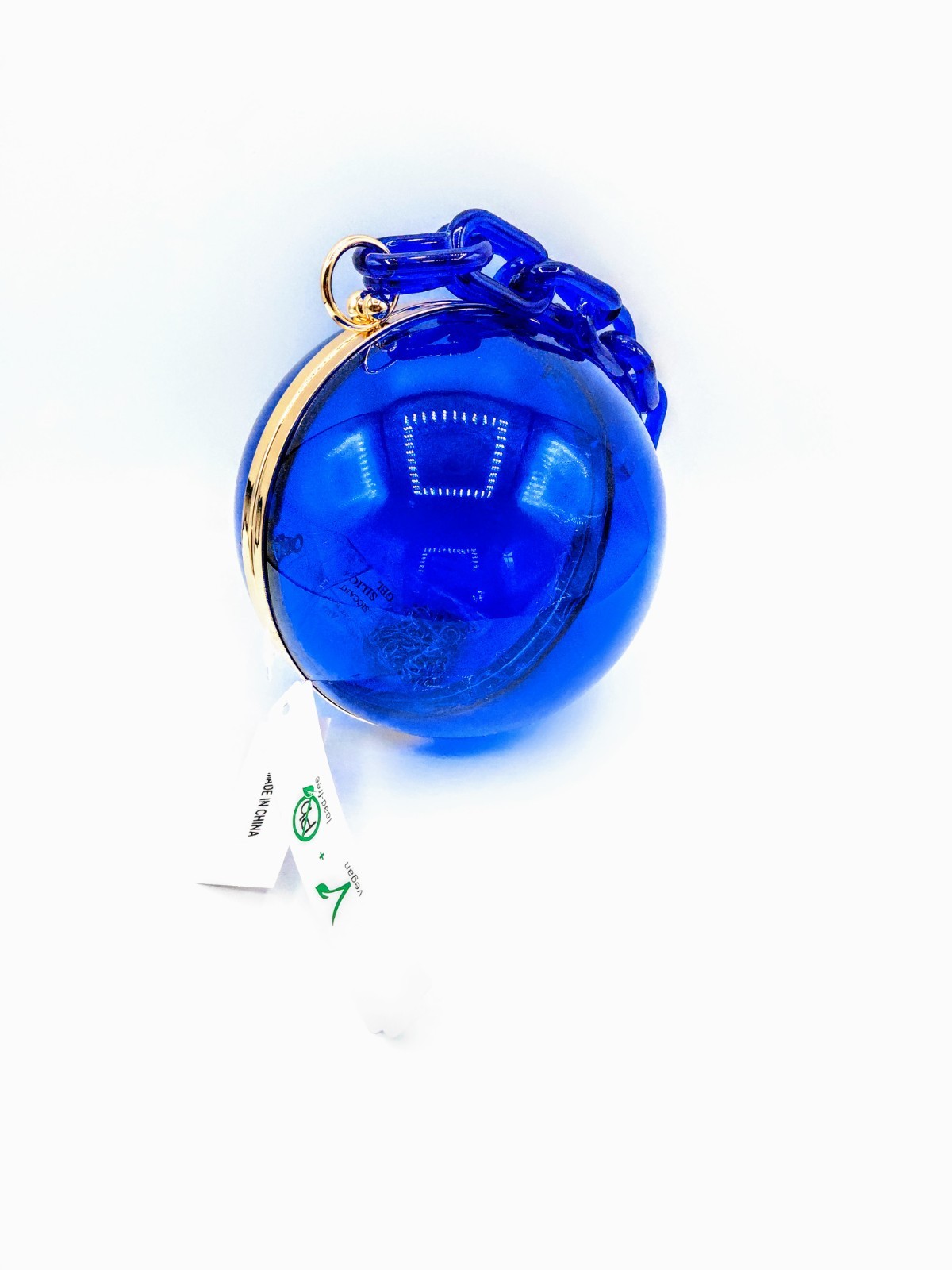 Blue Acrylic Orb Clutch Purse With Gold Hardware