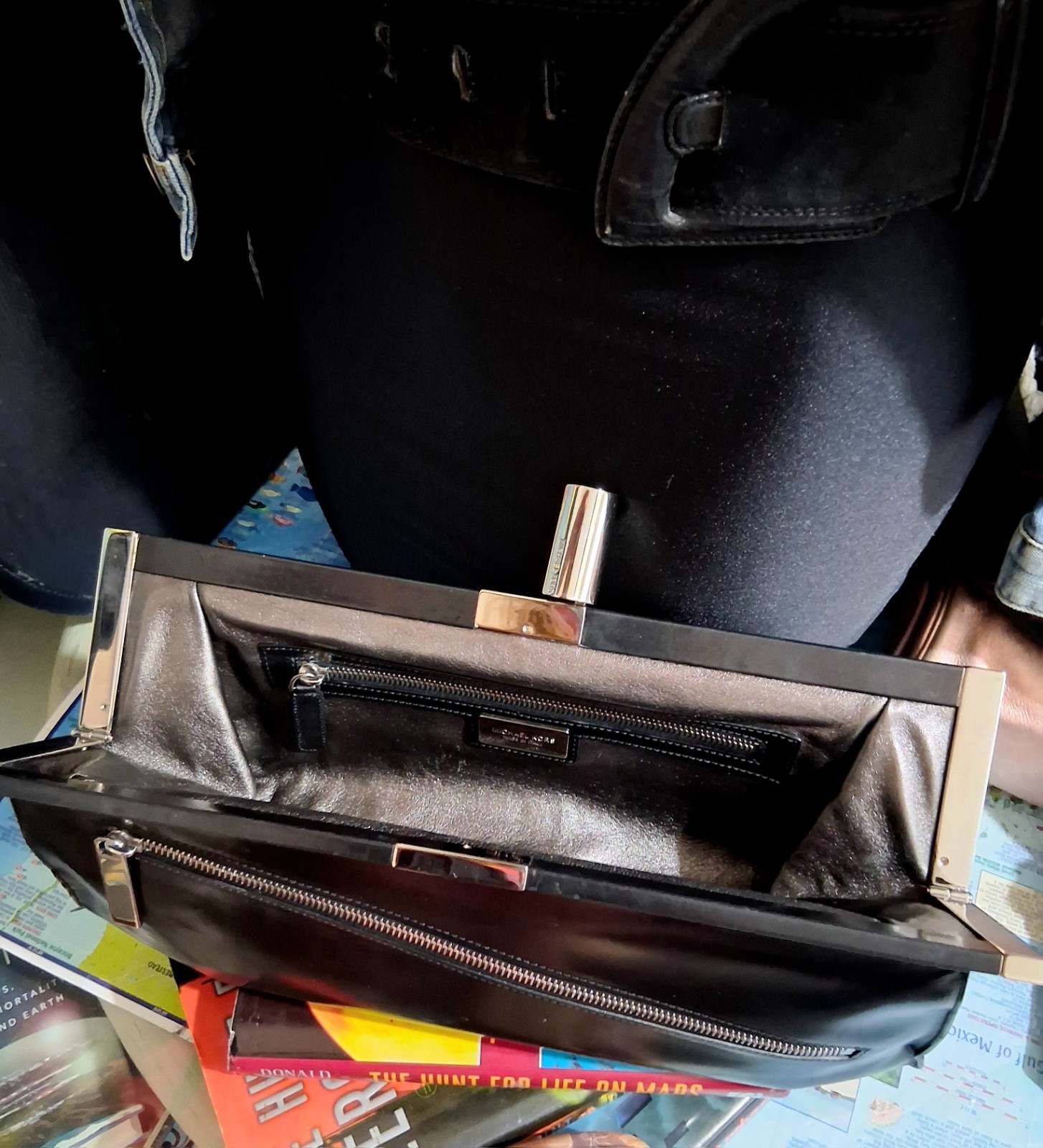 Michael KORS Made In ITALY 100% Black Leather RUNWAY Clutch Msrp$995.00*