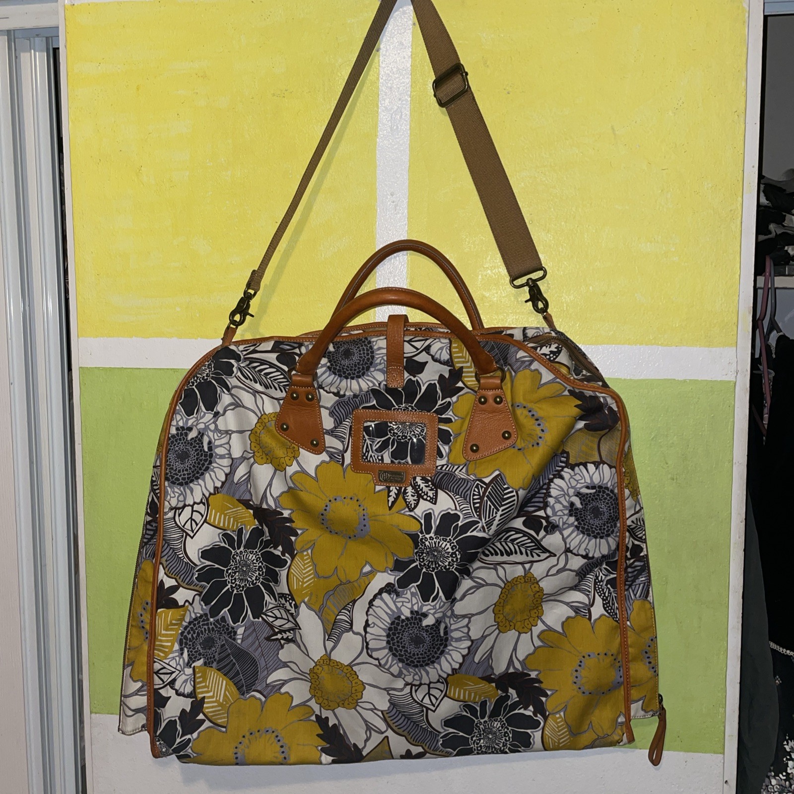 Hayden Harnett Large Floral Tote Shoulder Garment Bag Anthropologie Cotton