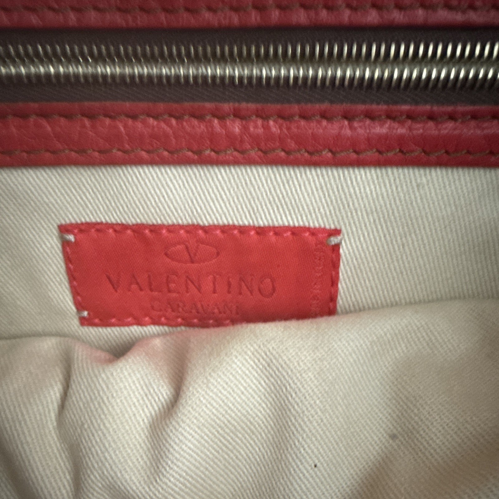 Valentino Red Pleated Satchel Top Handle Bag Zip Black Handles Gold Hardware