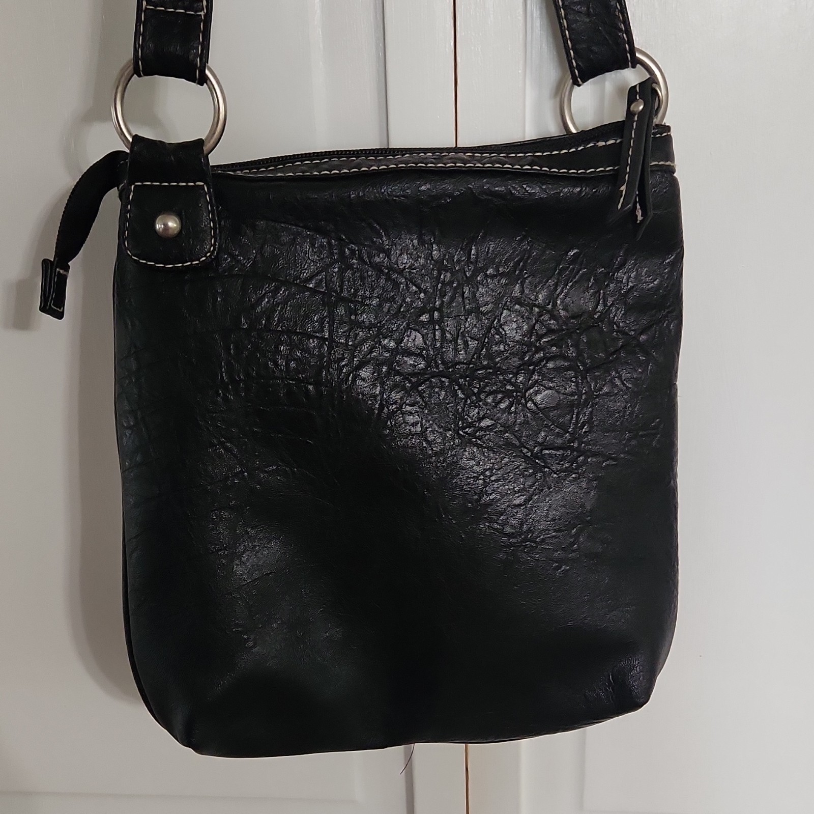 VTG Y2K Unionbay Black Faux Leather Crossbody Bag Studded Braided Excellent