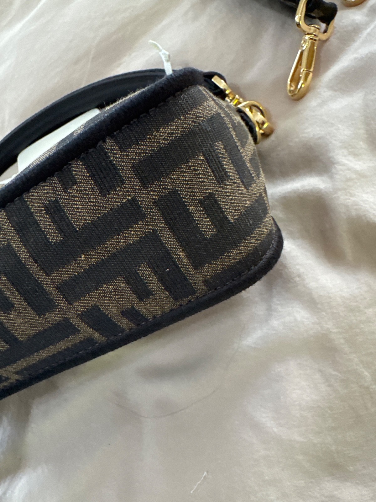 Fendi Baguette Shoulder Bag Brown Canvas Medium size