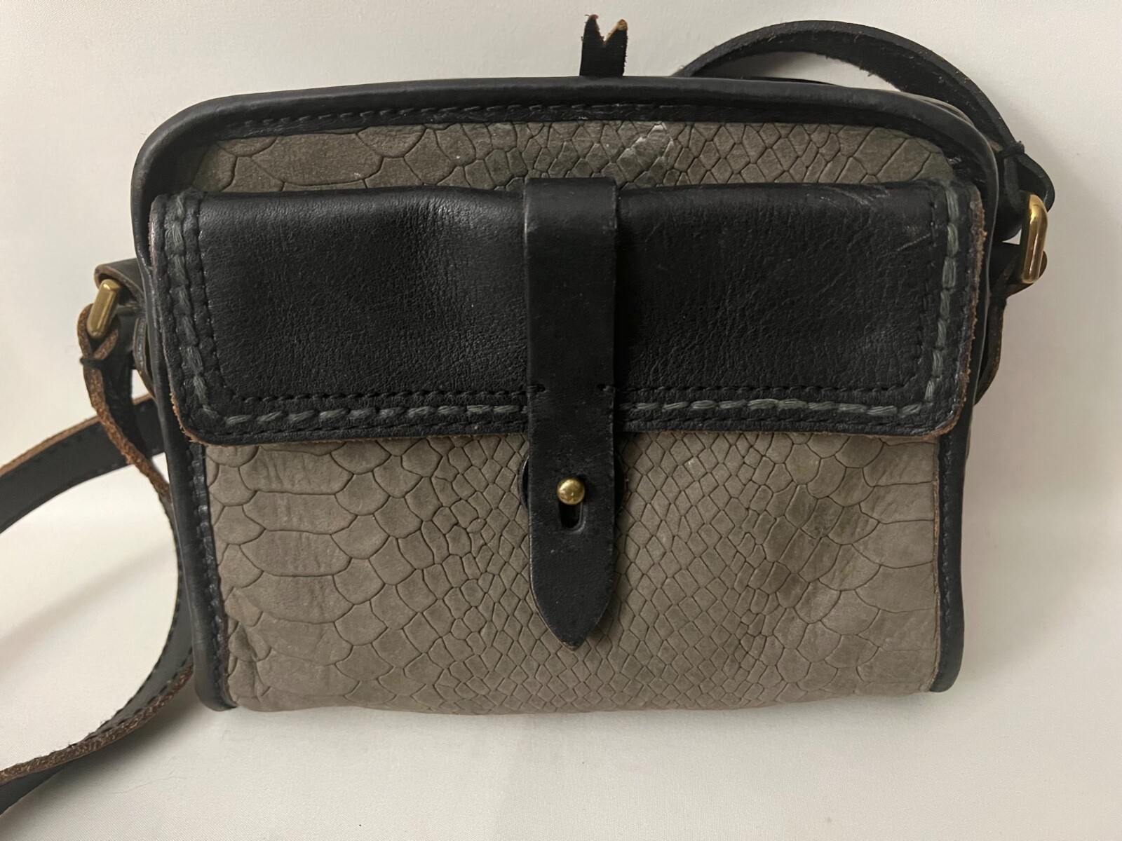 J. Crew 1937 Accessories Camera Crossbody Bag Textured Leather Green Black
