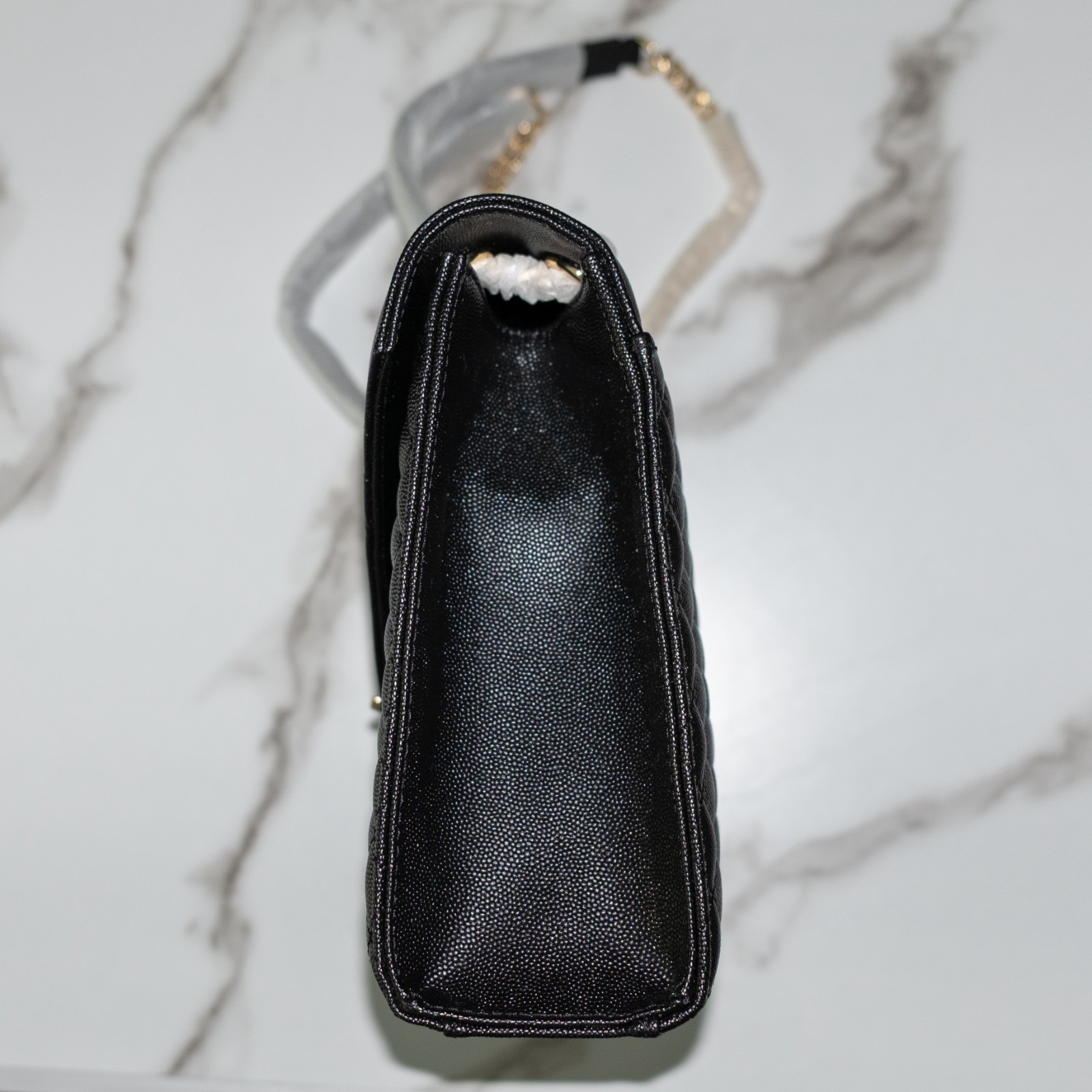Saint Laurent Envelope Gold Hardware YSL Shoulder Bag Medium Black Leather | NEW