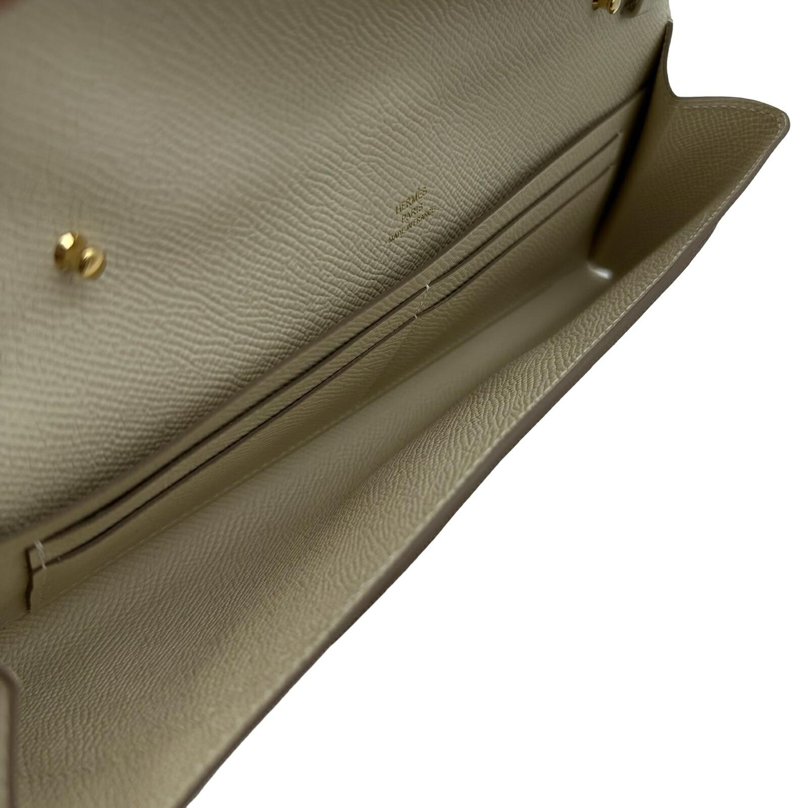 Hermes Maillon To Go Shoulder Bag 9.3in Veau Epsom Leather Craie W Stamp 99