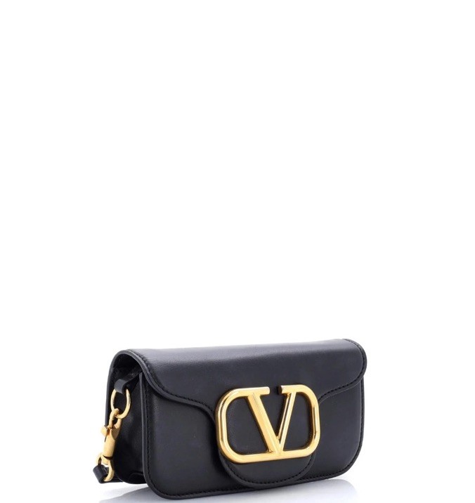 Valentino Garavani Black Shoulder Bag Gold V Logo Chain Strap Dust Bag Card