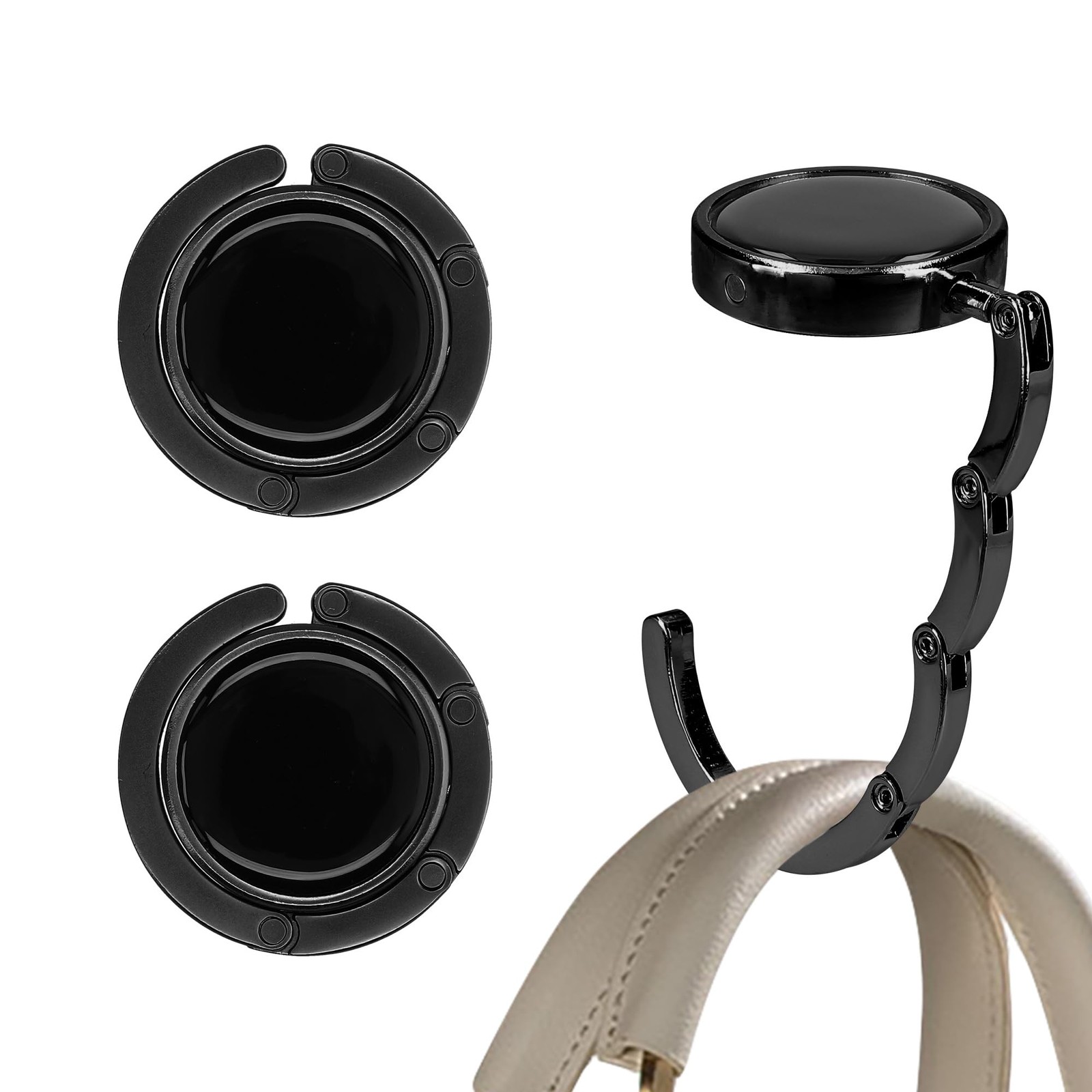 kwmobile Purse Hook for Table – Set of 2 Holder – Folding Handbag Black