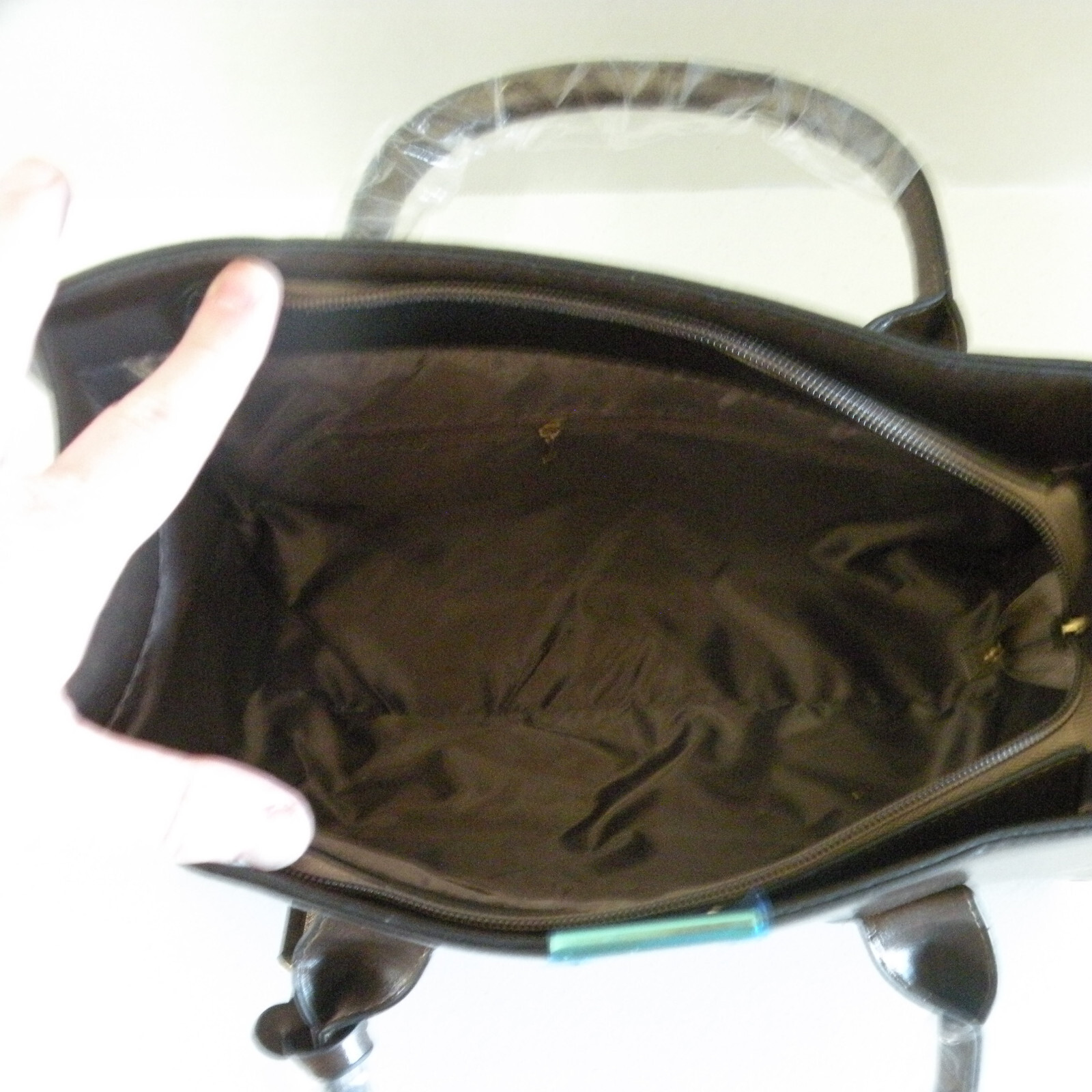 Dark Brown Leather Purse Handbag 13 in x 10 in x 5.5 in With Handles & Strap