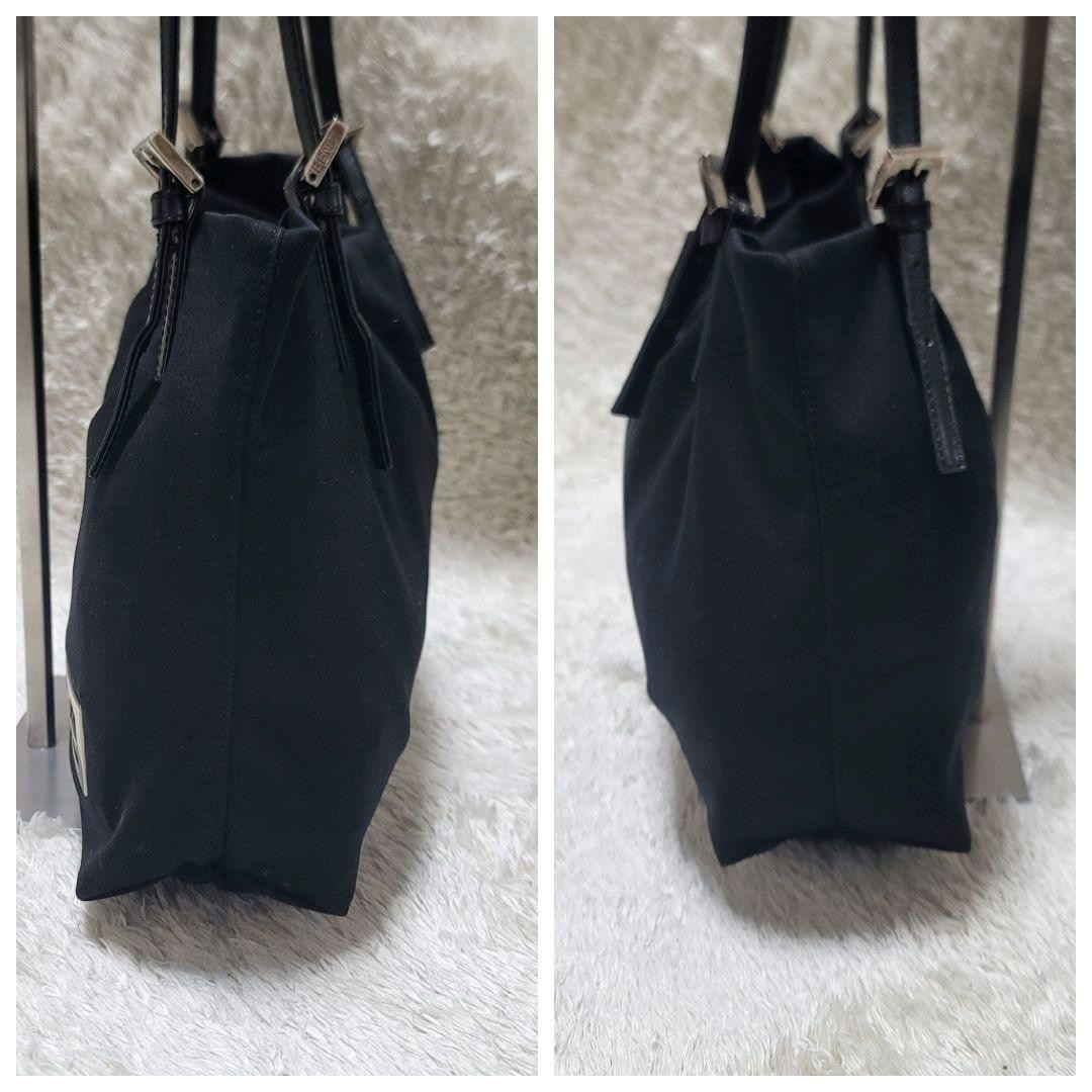 FENDI Mamma Bucket Tote Bag Cotton Jersey Black 10.2in x 12.2in