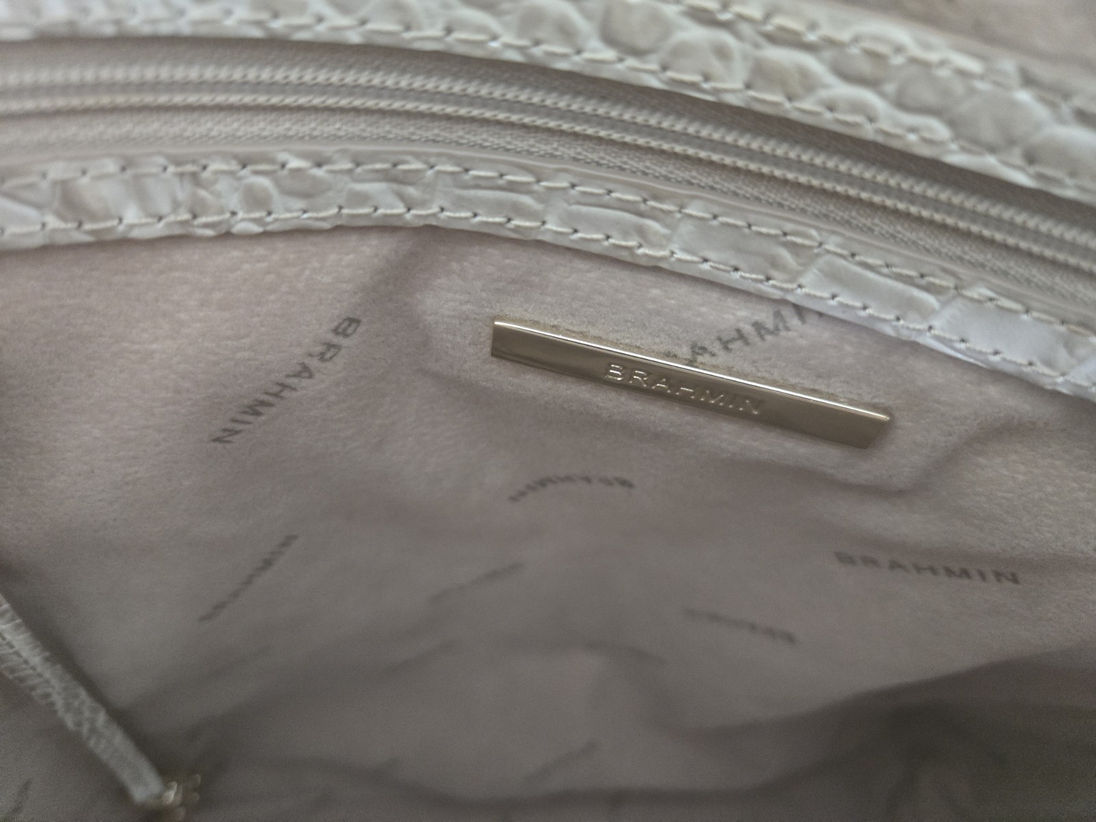 Brahmin Medium Asher Tote Gravel Melbourne Beige Croc Embossed Leather