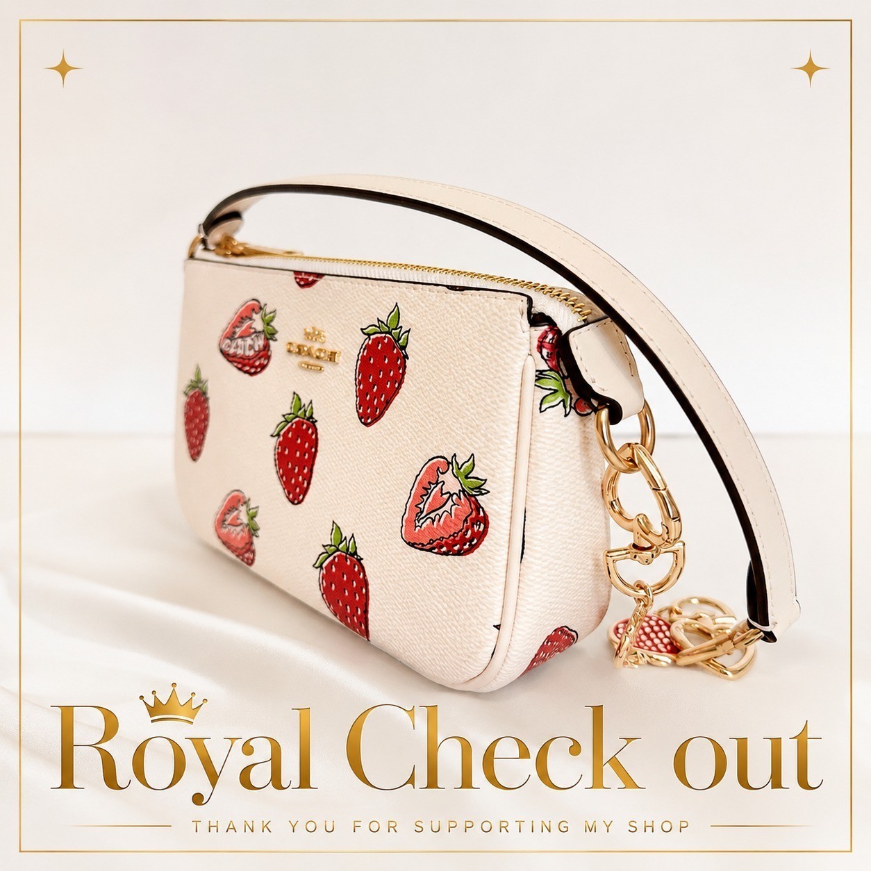 NWT Coach Nolita 19 Leather Shoulder Bag With Strawberry Print CAL25