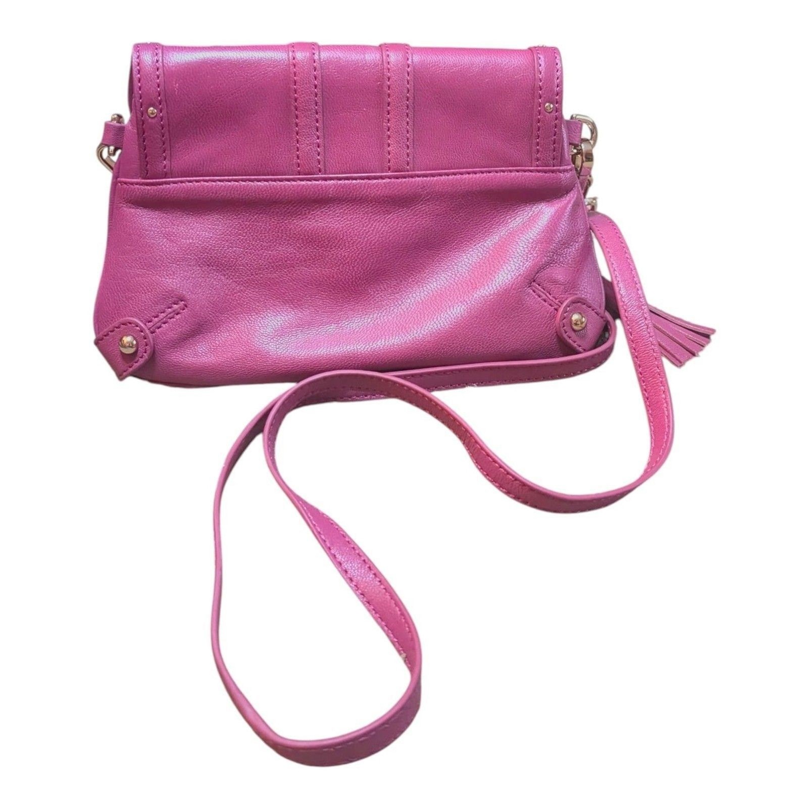 Hayden Harnett Leather Flap Fuchsia Small Shoulder Bag Crossbody Purse