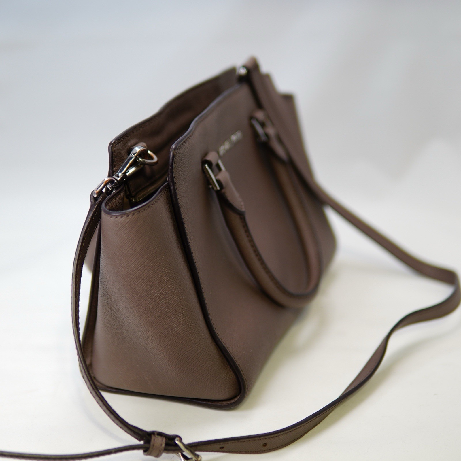 Michael Kors Selma Medium Saffiano Leather Women Handbag Dark Khaki