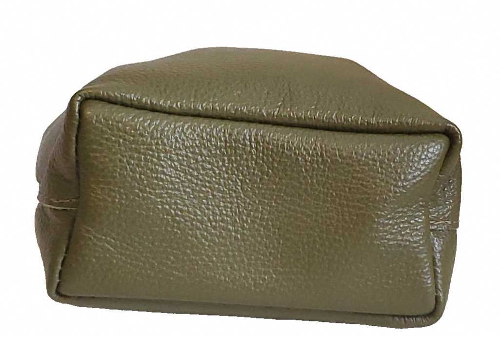 Moss Green Italian Leather Bucket Bag with Matching Case Made in Italy 10 in x 6