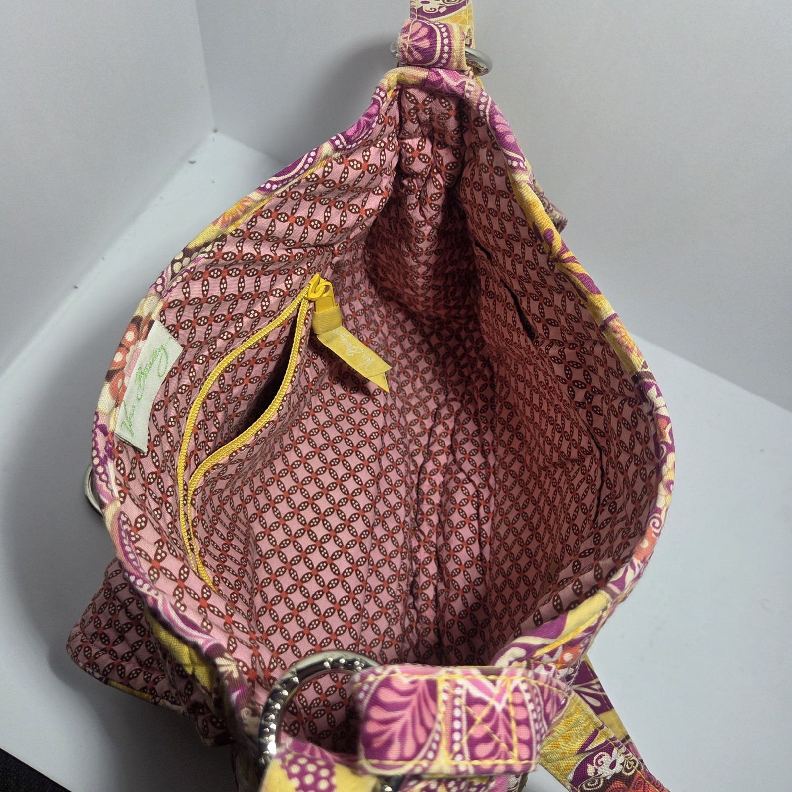 Vera Bradley Quilted Crossbody Shoulder Bag Provencal Floral Yellow Purple Flap