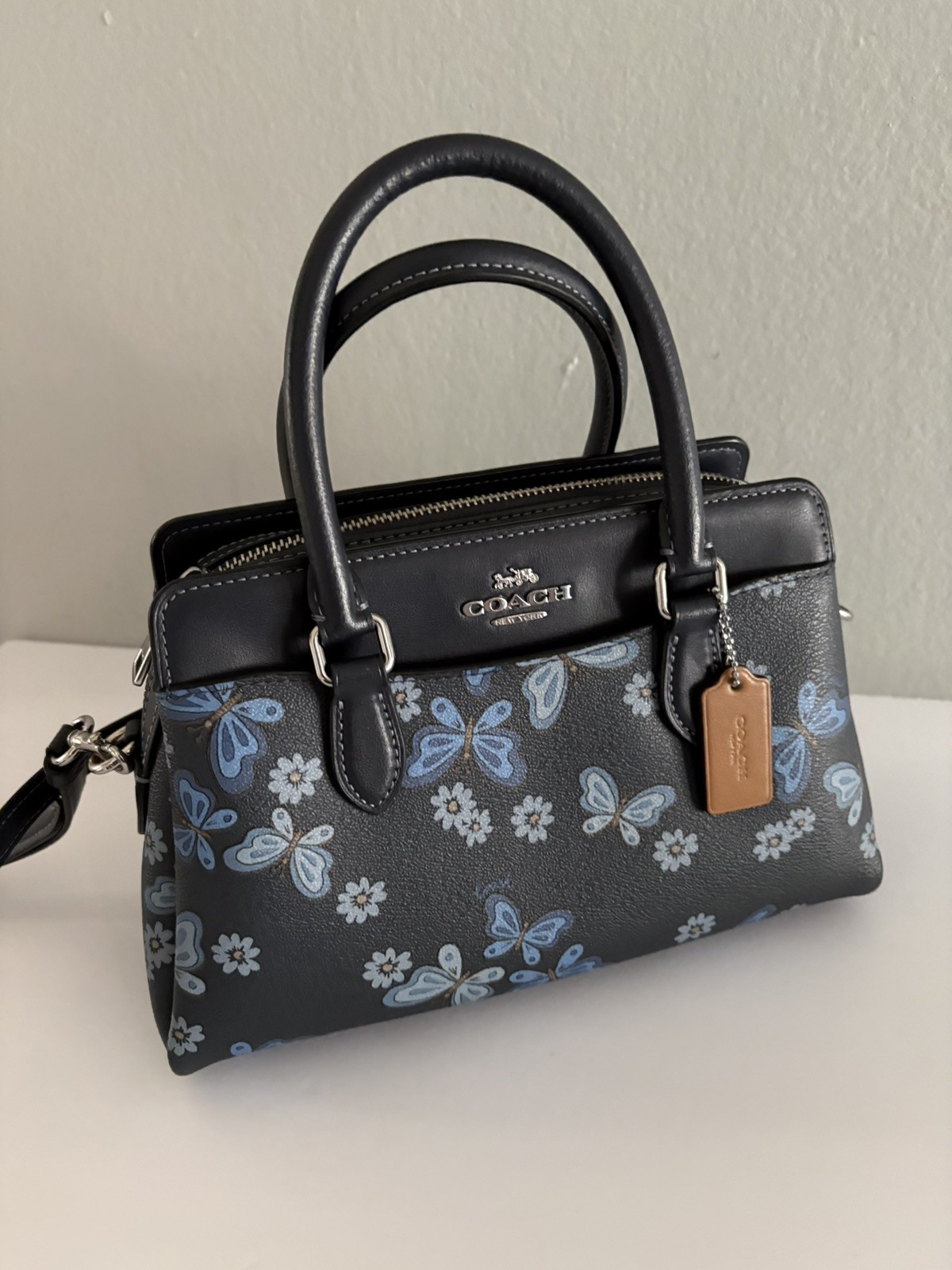 Coach Women’s Mini Darcie Carryall With Lovely Butterfly Print Midnight Multi