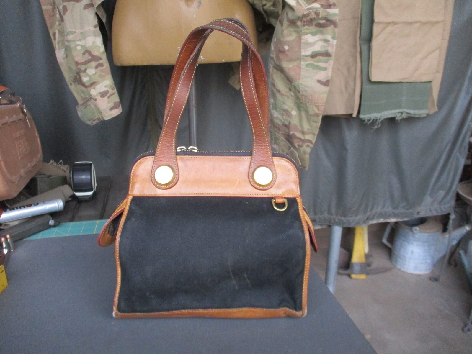 Vtg 1980s DOONEY & BOURKE Black & Brown Handbag Purse
