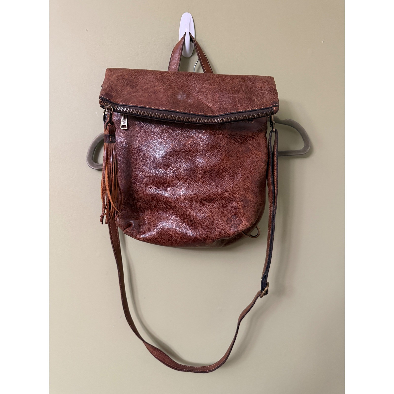 Patricia Nash Luzille Leather Convertible Backpack Crossbody Bag Distressed