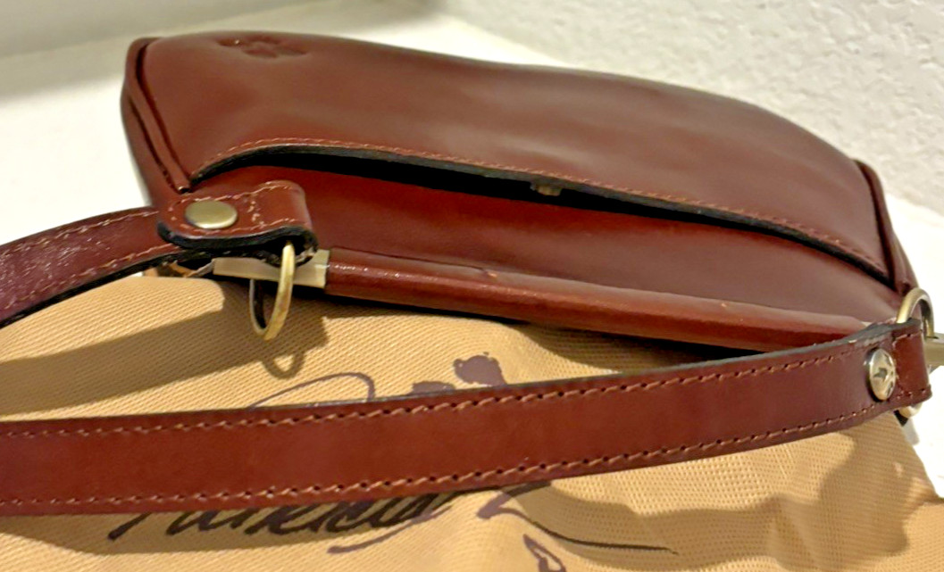 Patricia Nash Leather Crossbody Bag Embossed Floral Brass Latch with Dust Bag