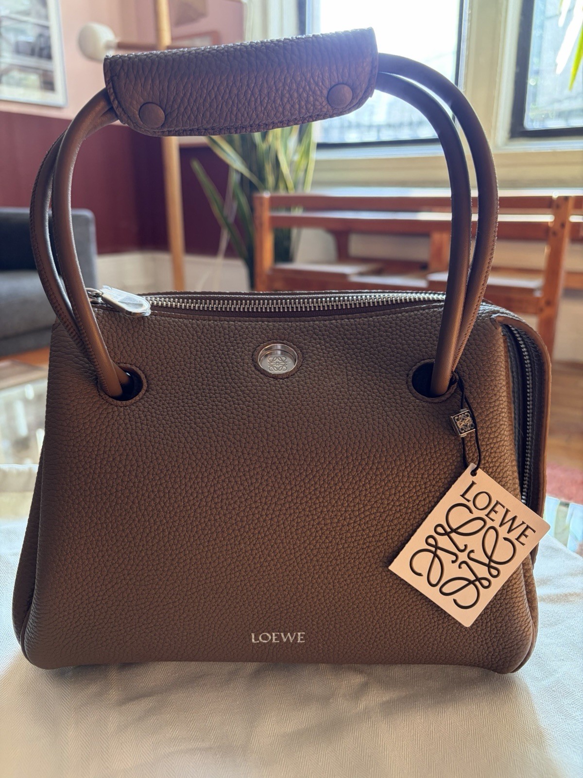 Loewe Madrid Bag Small in Taupe, with tags and dust bag