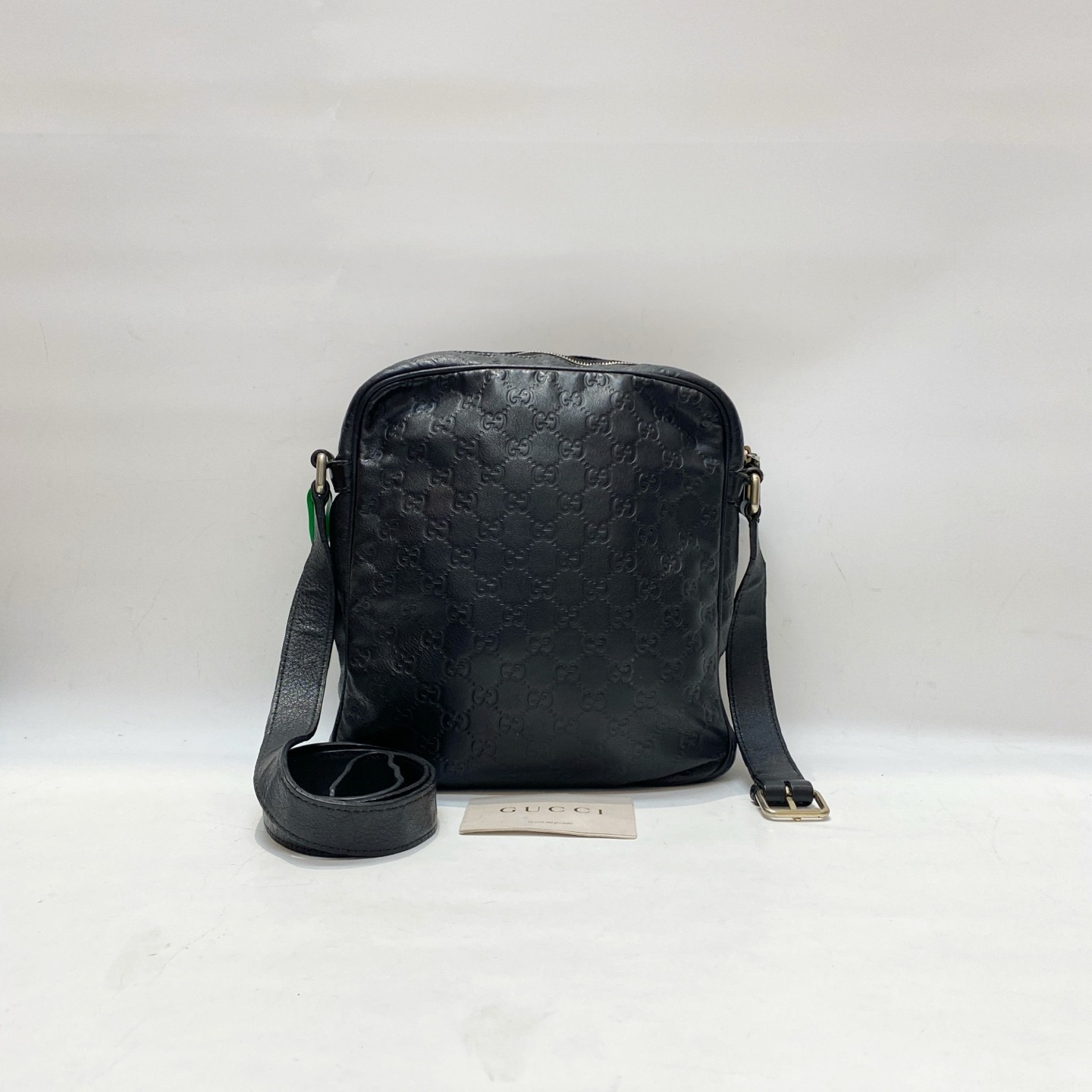 Preloved Gucci GG monogram Black leather crossbody shoulder bag