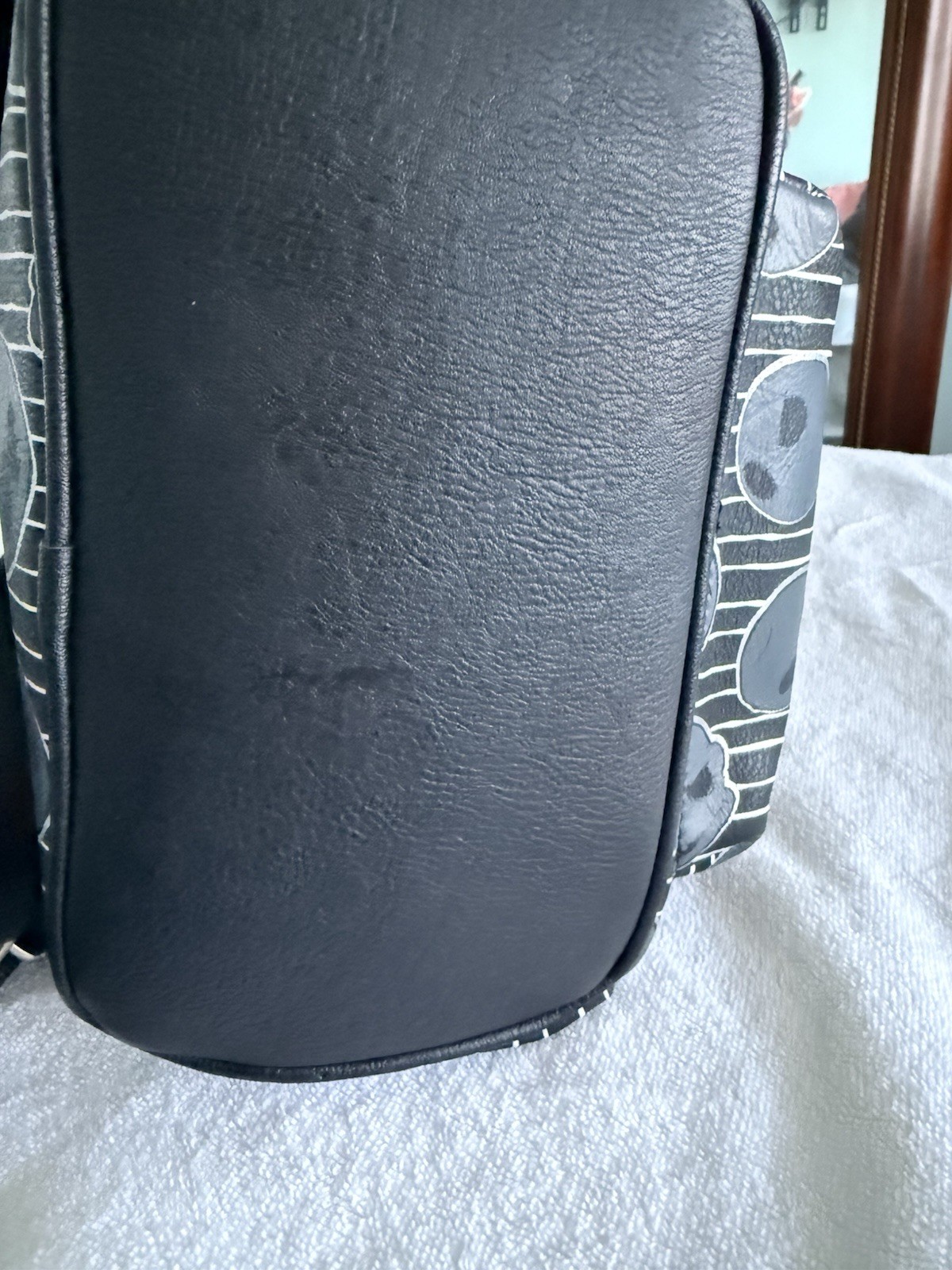 Jack Skellington Mini Backpack Black Gray White w/ Charm Adjustable never used