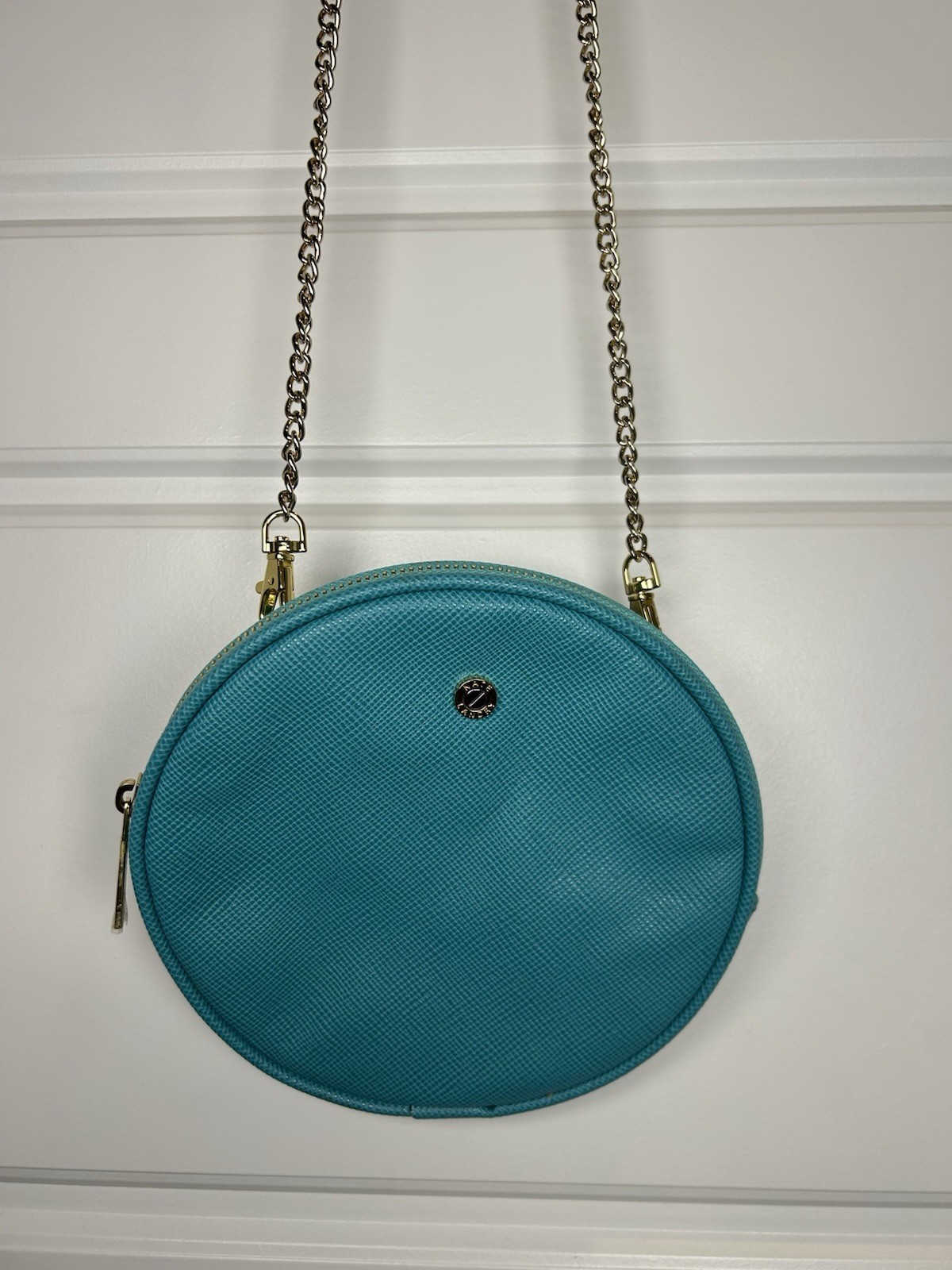 Kate Landry Teal Round About Crossbody Bag Zip Closure Detachable Strap 0102