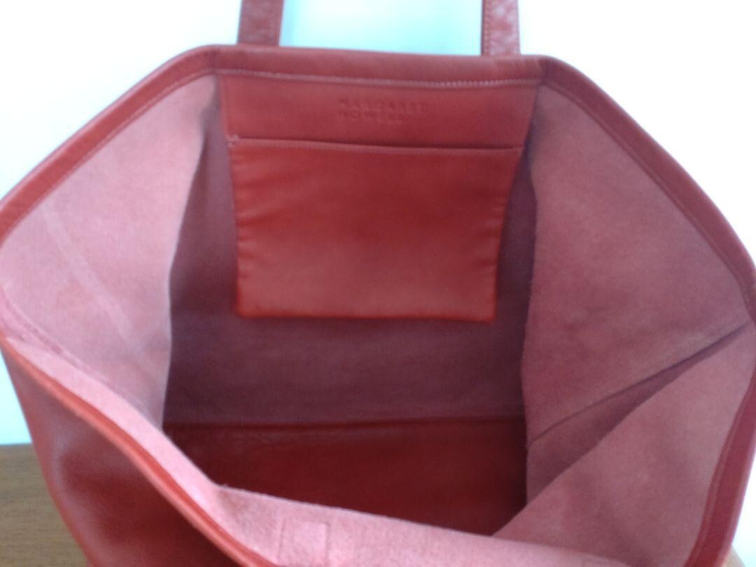 Margaret Howell Large capacity leather tote bag color Orange Red A4 storage