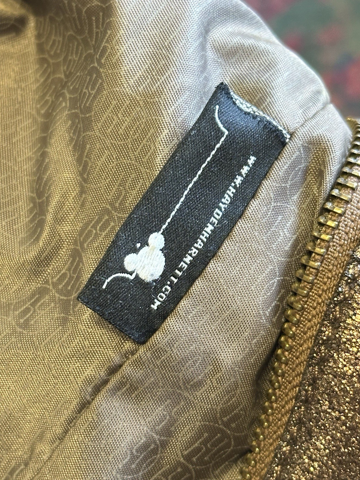 Huge Hayden Harnett Metallic Bronze Y2K Tote Bag Hidden Mickey Disney McBling