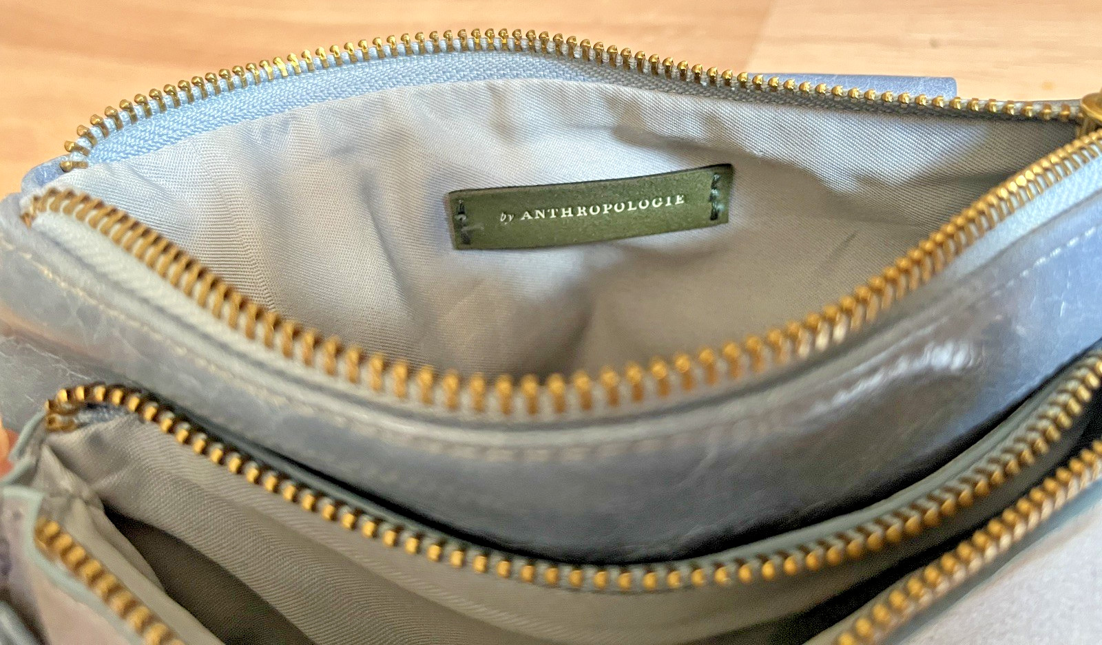 Anthropology Blue Suede/Faux Leather Crossbody Purse or Fanny Bag
