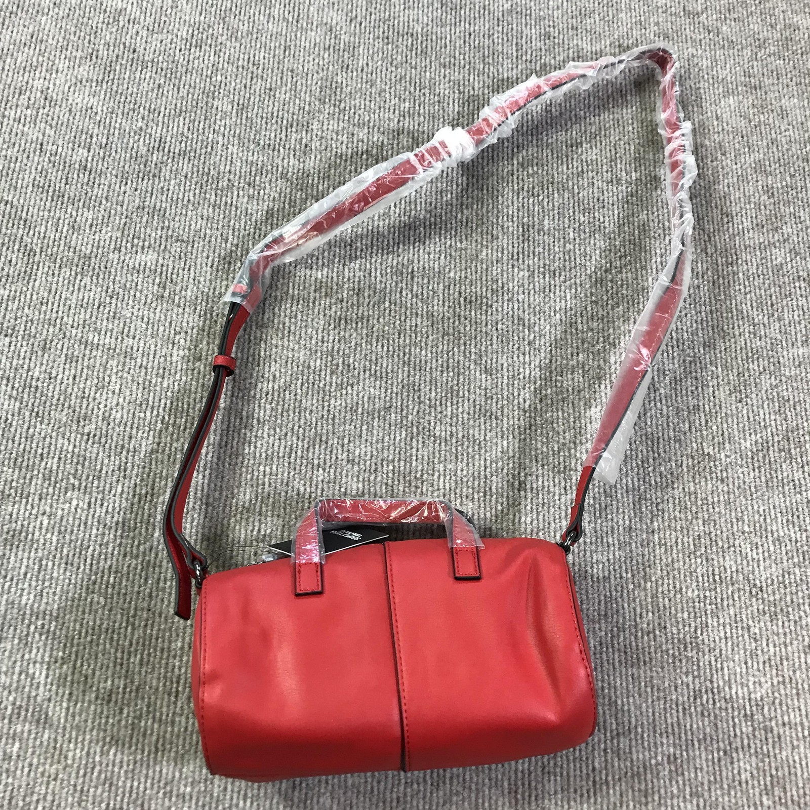 Simply Vera Vera Wang Cylinder Bag Womens Red Vegan Leather Crossbody Handbag