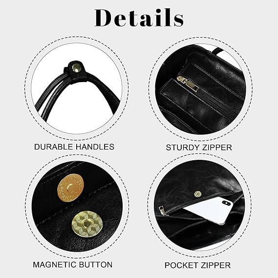 Large Tote Bag for Women Work with Zipper Vegan Leather Shoulder Bags Travel