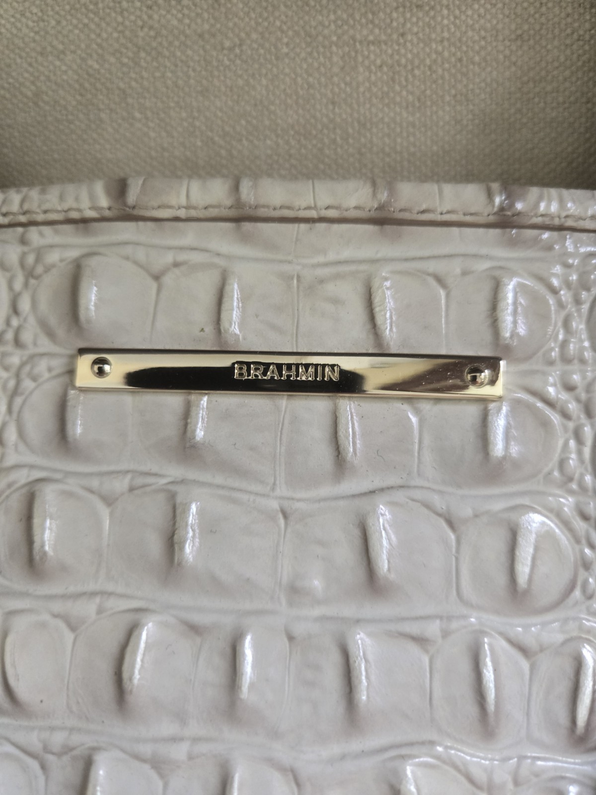 Brahmin Medium Asher Tote Gravel Melbourne Beige Croc Embossed Leather