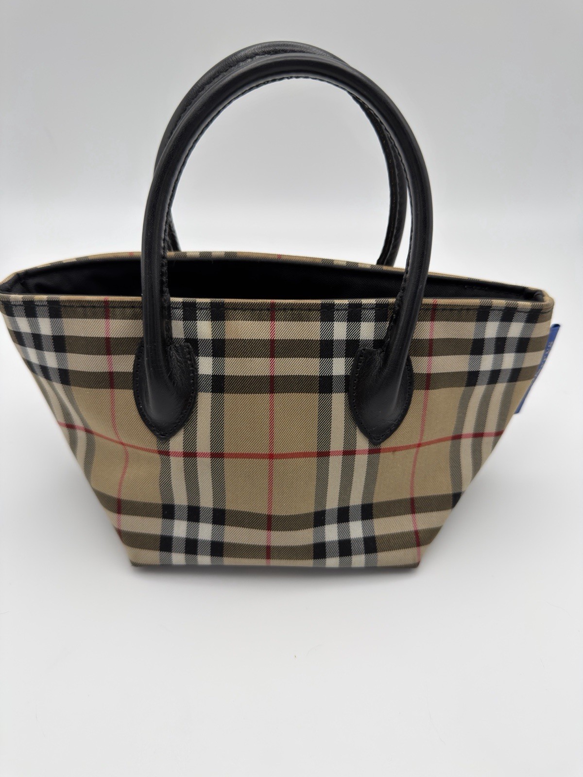 Rare Size Authentic Vintage Burberry Nova Check Blue Label Hand Bag Nano