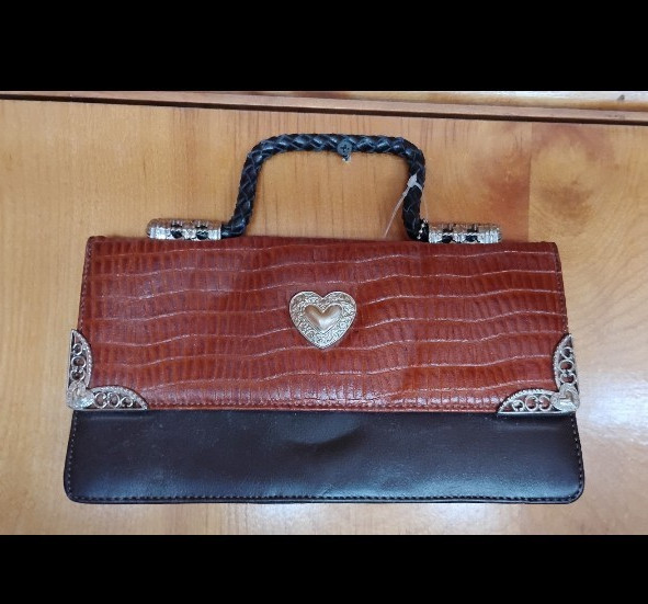 Womens Brown Black Animal Print Satchel Top Handle Snap Lined Organizer w/ Coin