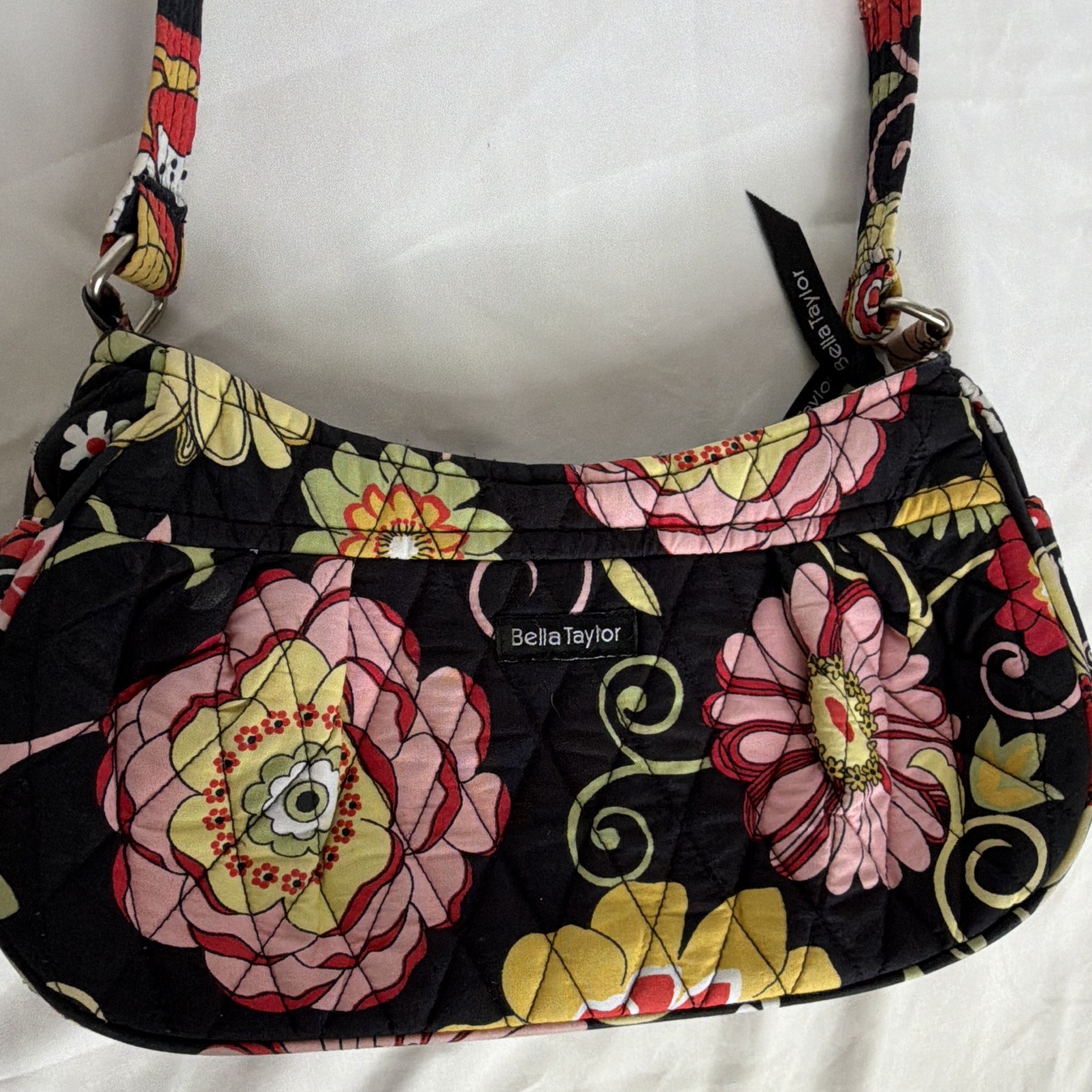 Bella Taylor Floral Quilted Crescent Bag w/ Zip Closure & Zip Wallet