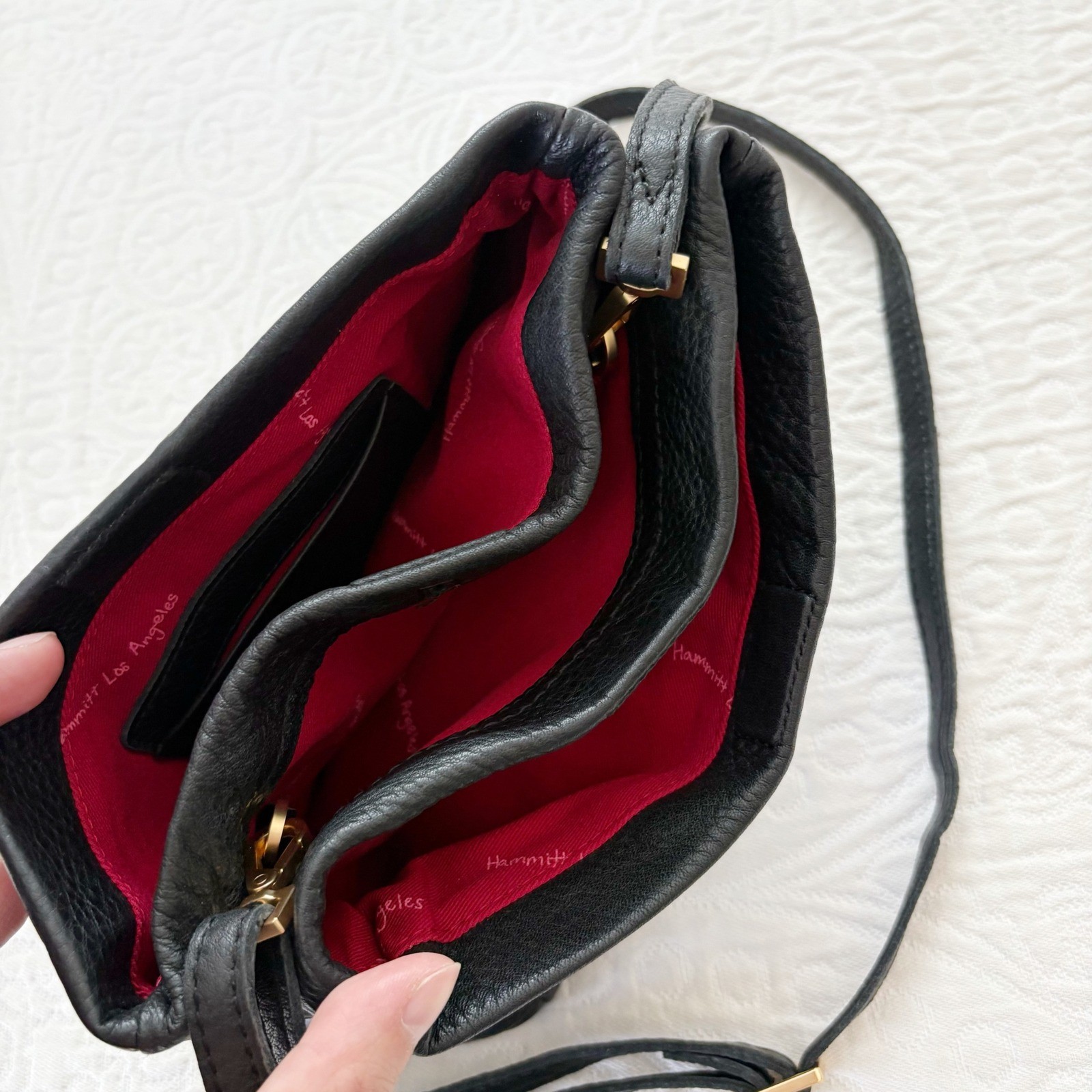 Hammitt Duke Crossbody Bag, Black / Brushed Gold