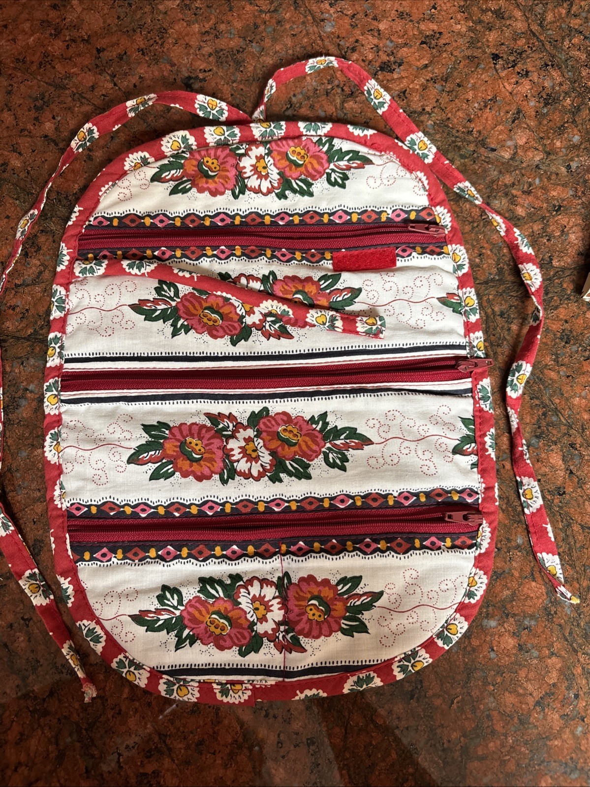 Pierre Deux Jewelry Roll – Red Vence Floral Quilted Cotton – French Country Vtg