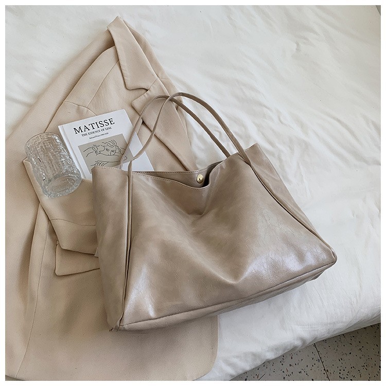 Women Large Capacity Soft Leather Shoulder Bag Retro Casual Handbag