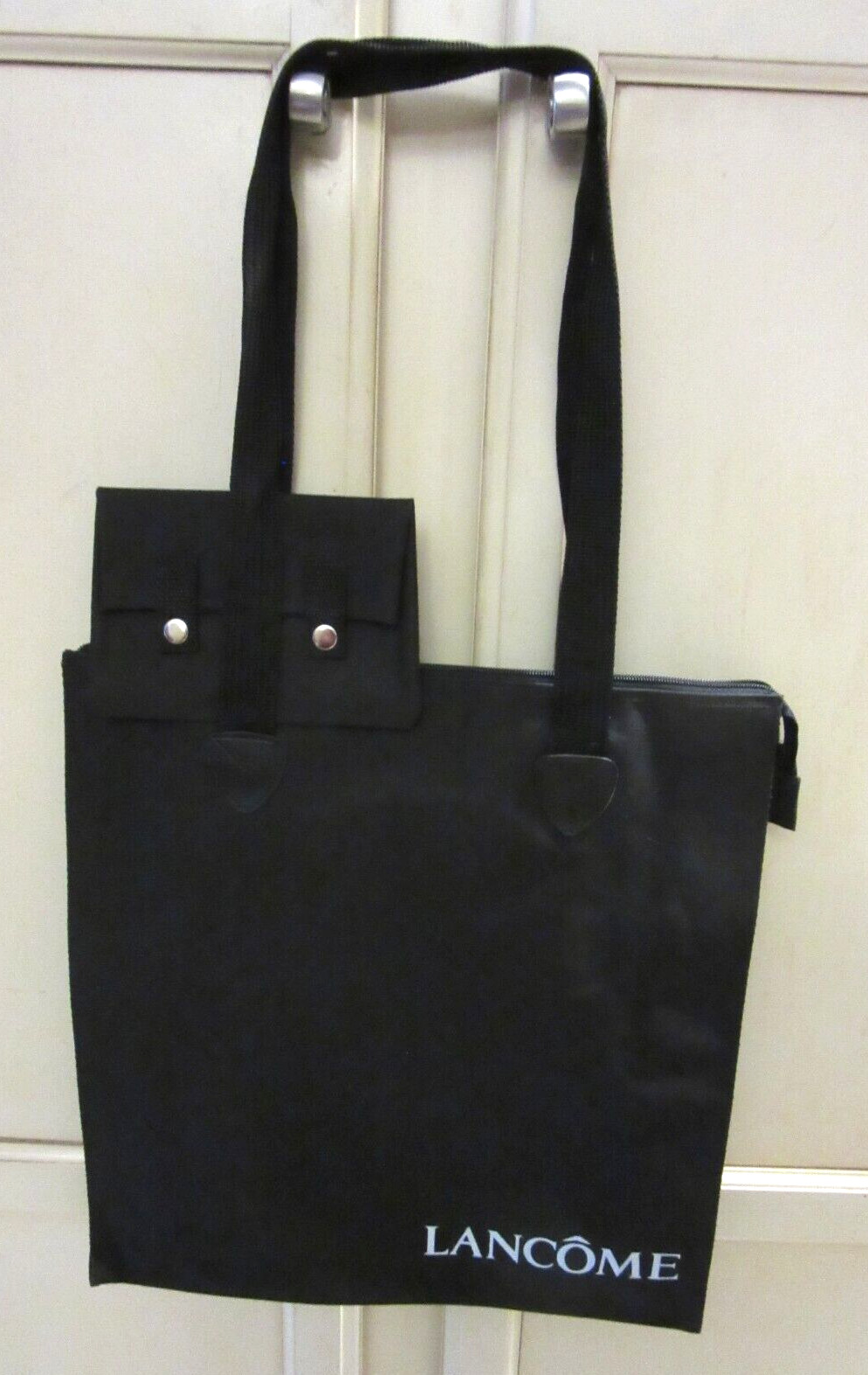 VTG Original LANCOME Black Tote Bag Large 15 X 16 inches w/ Small Bag Inside